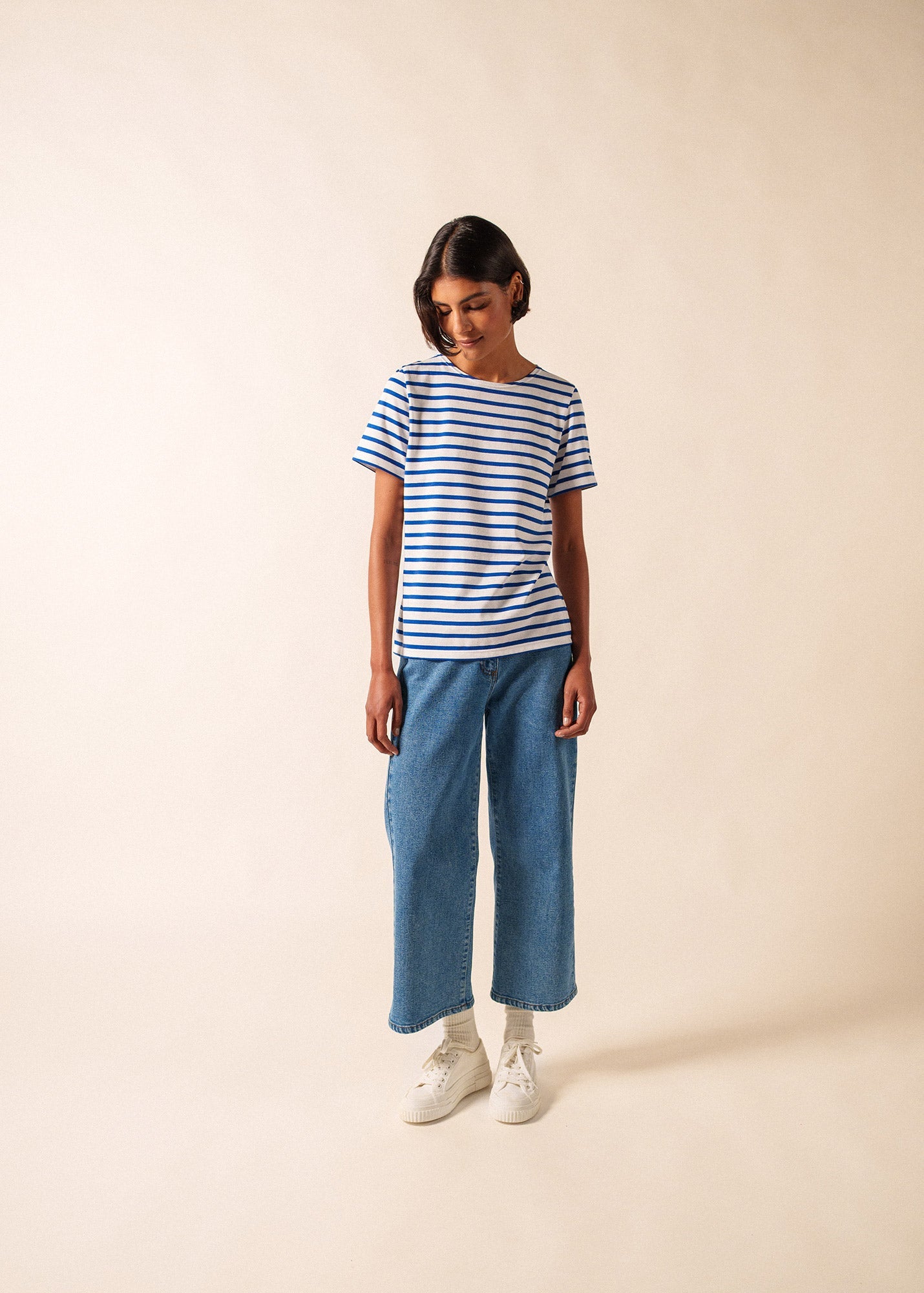 ETRILLE II Nautical Striped Tee (WHITE / ROYAL BLUE)