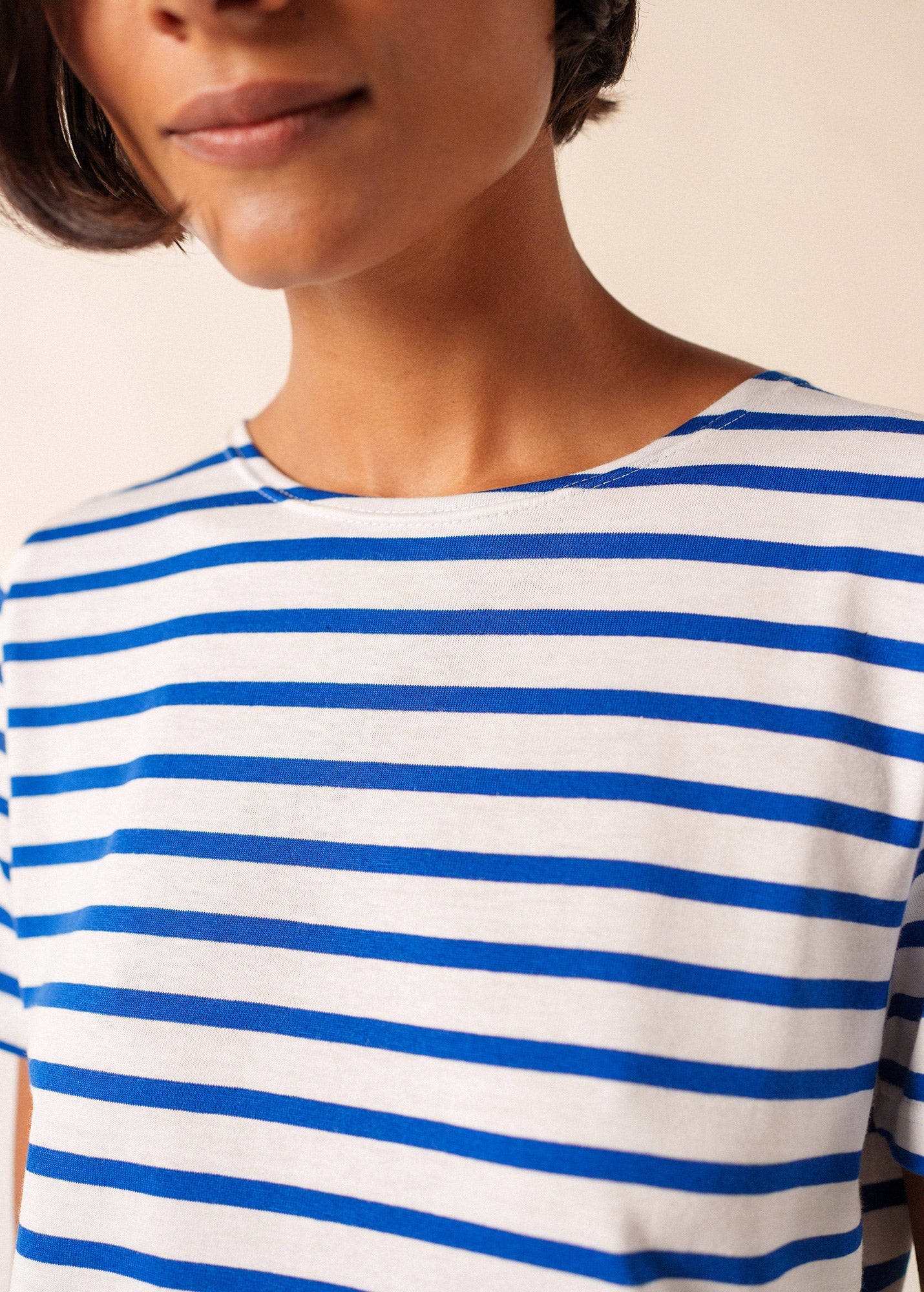 ETRILLE II Nautical Striped Tee (WHITE / ROYAL BLUE)