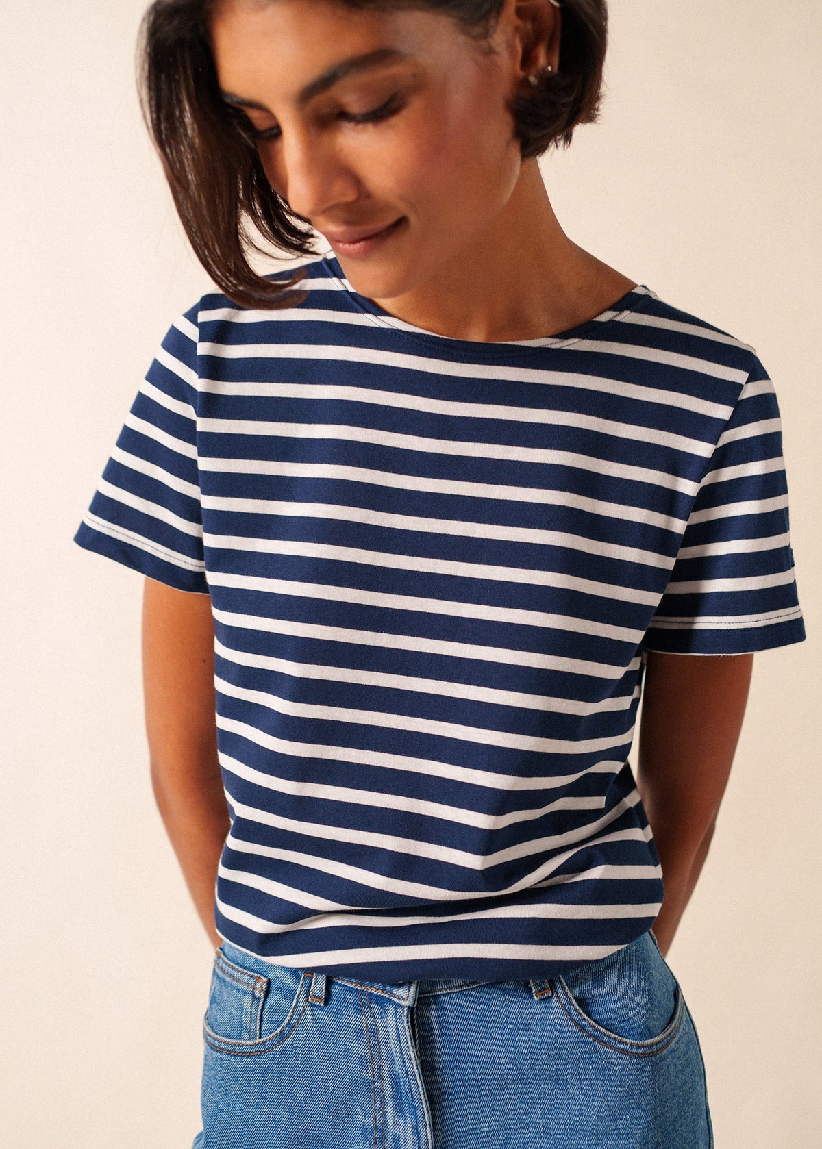 ETRILLE II Nautical Striped Tee (NAVY / WHITE)