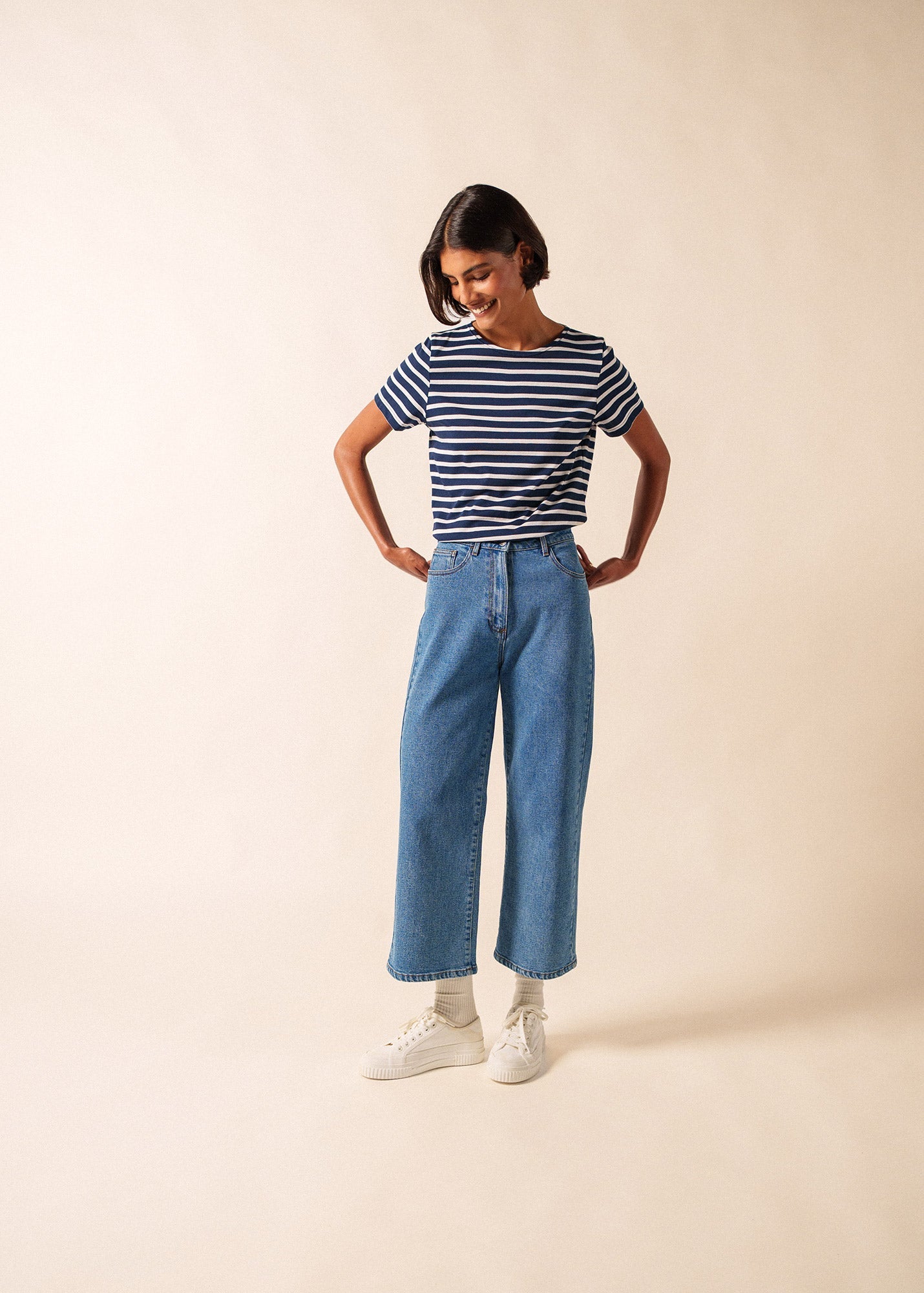 ETRILLE II Nautical Striped Tee (NAVY / WHITE)