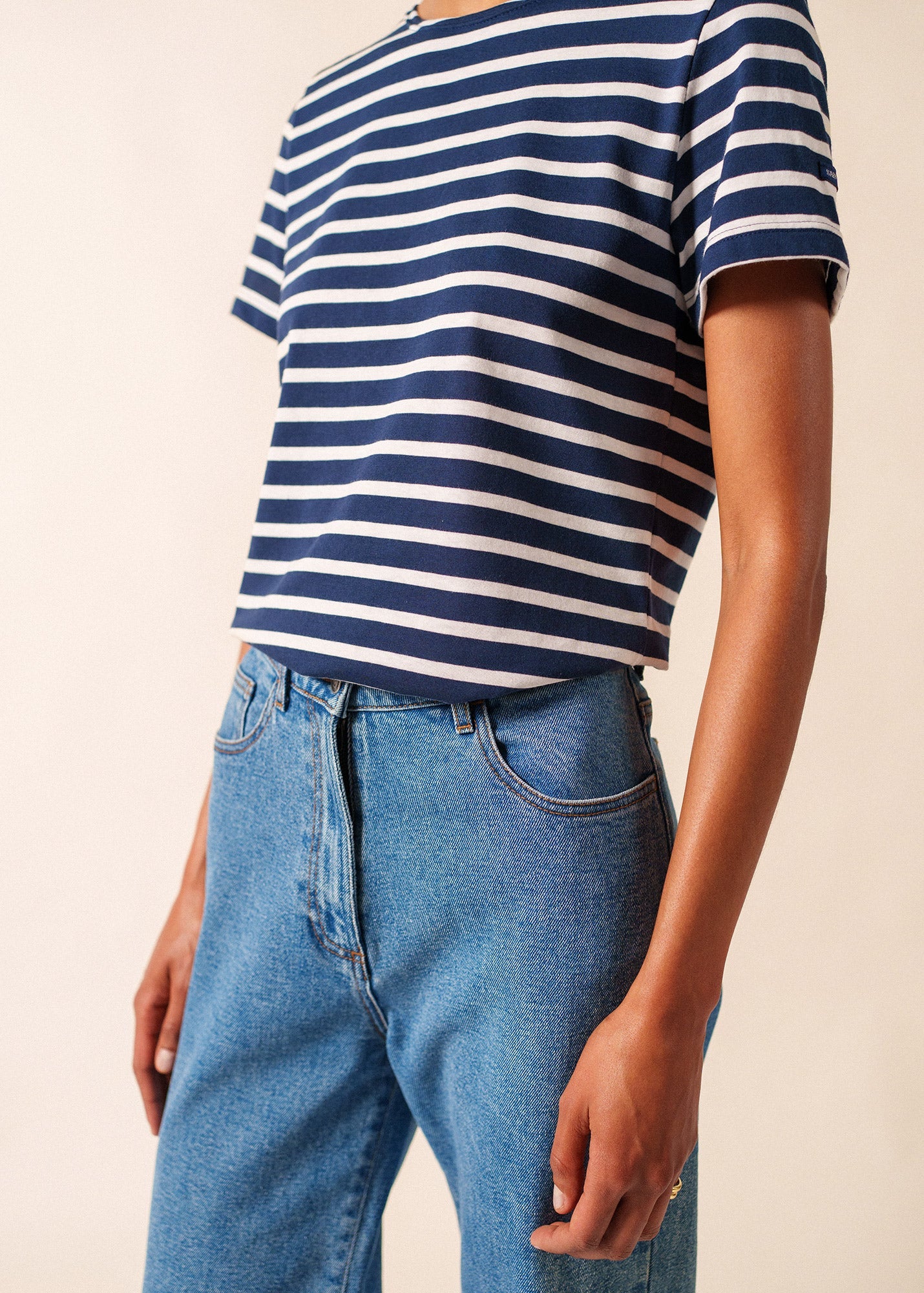 ETRILLE II Nautical Striped Tee (NAVY / WHITE)