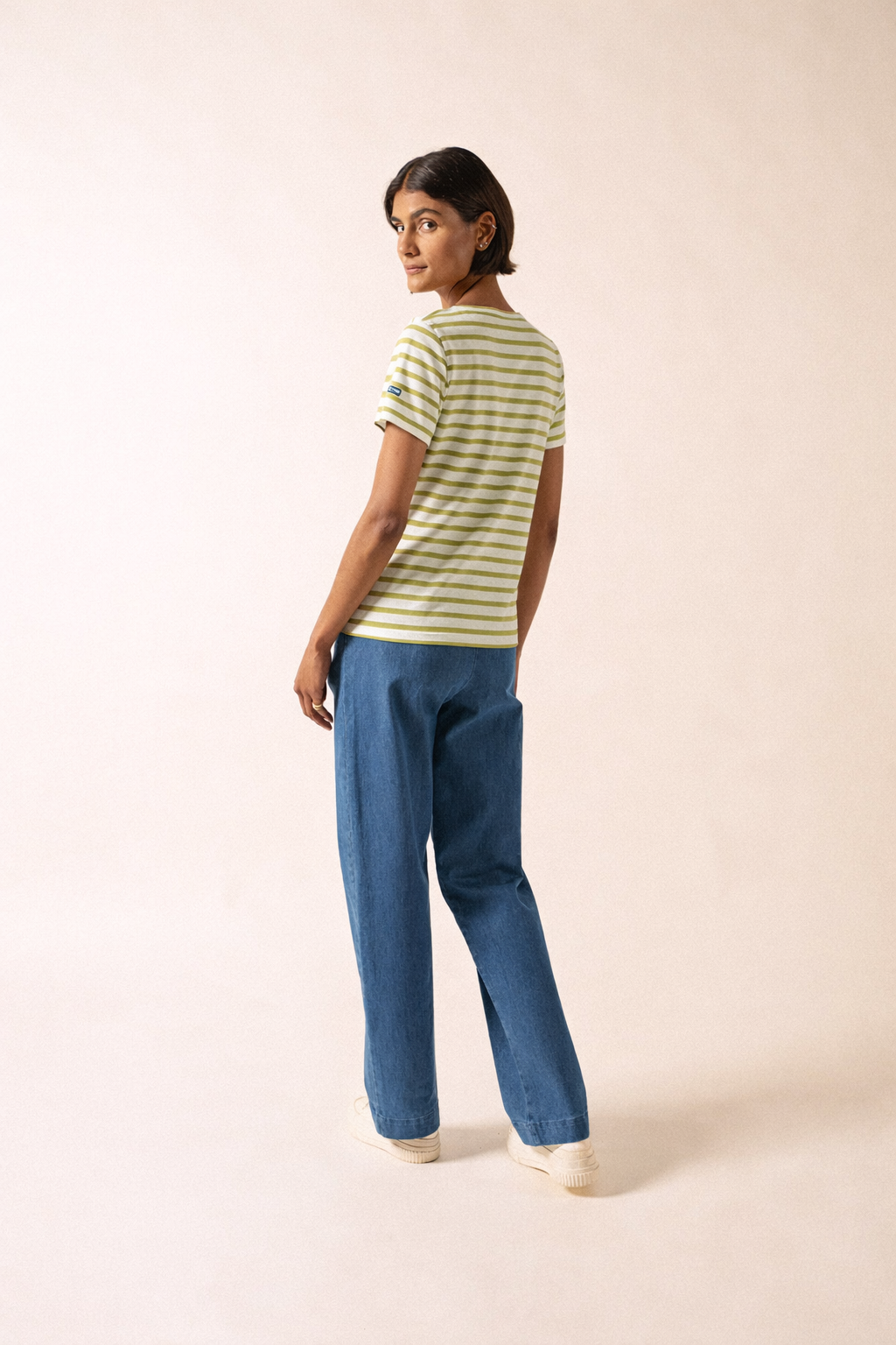 ETRILLE II Nautical Striped Tee (WHITE / SAGE OLIVE)
