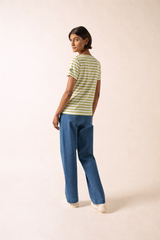 ETRILLE II Nautical Striped Tee (WHITE / SAGE OLIVE)