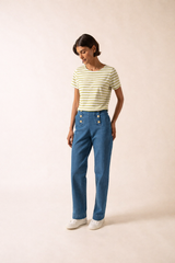 ETRILLE II Nautical Striped Tee (WHITE / SAGE OLIVE)
