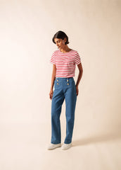 ETRILLE II Nautical Striped Tee (WHITE / RED)