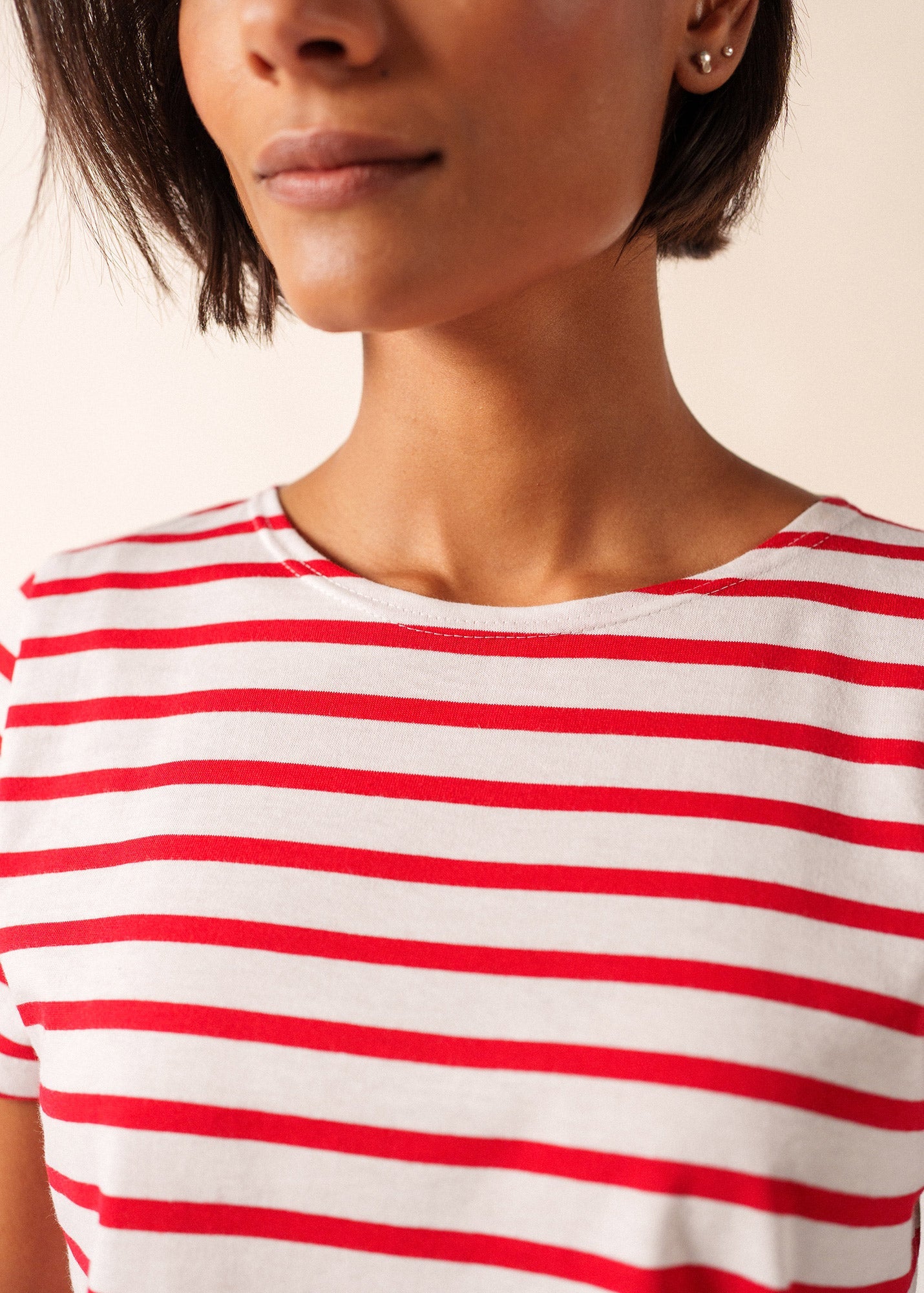 ETRILLE II Nautical Striped Tee (WHITE / RED)