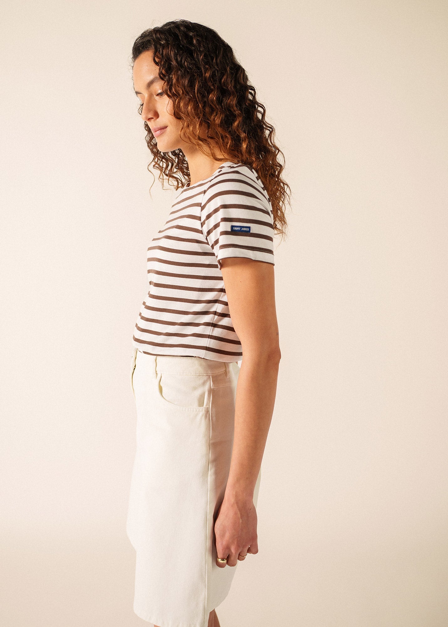 ETRILLE II Nautical Striped Tee (WHITE / CHOCOLATE)