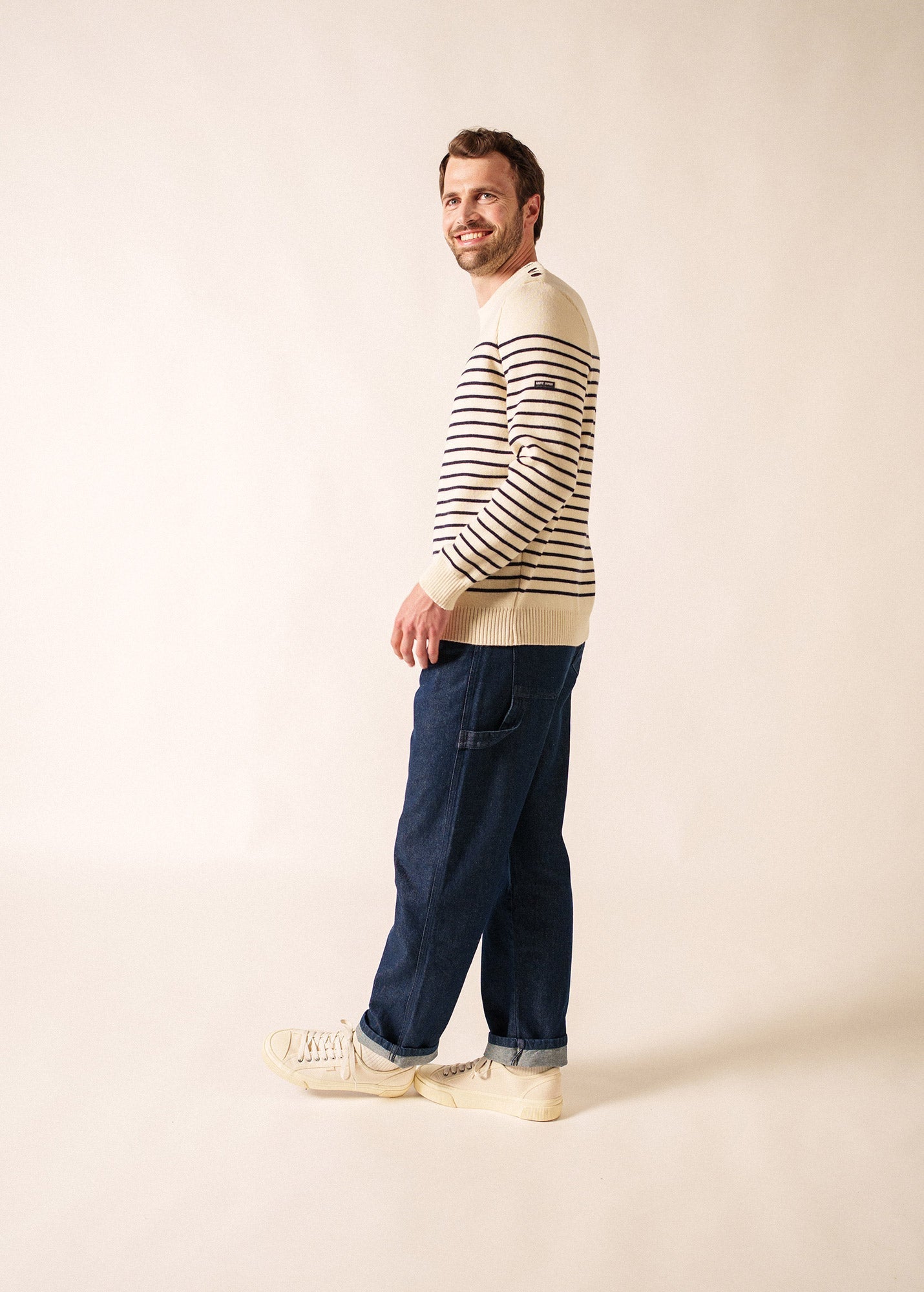 BINIC Fisherman Sweater (ECRU / NAVY)
