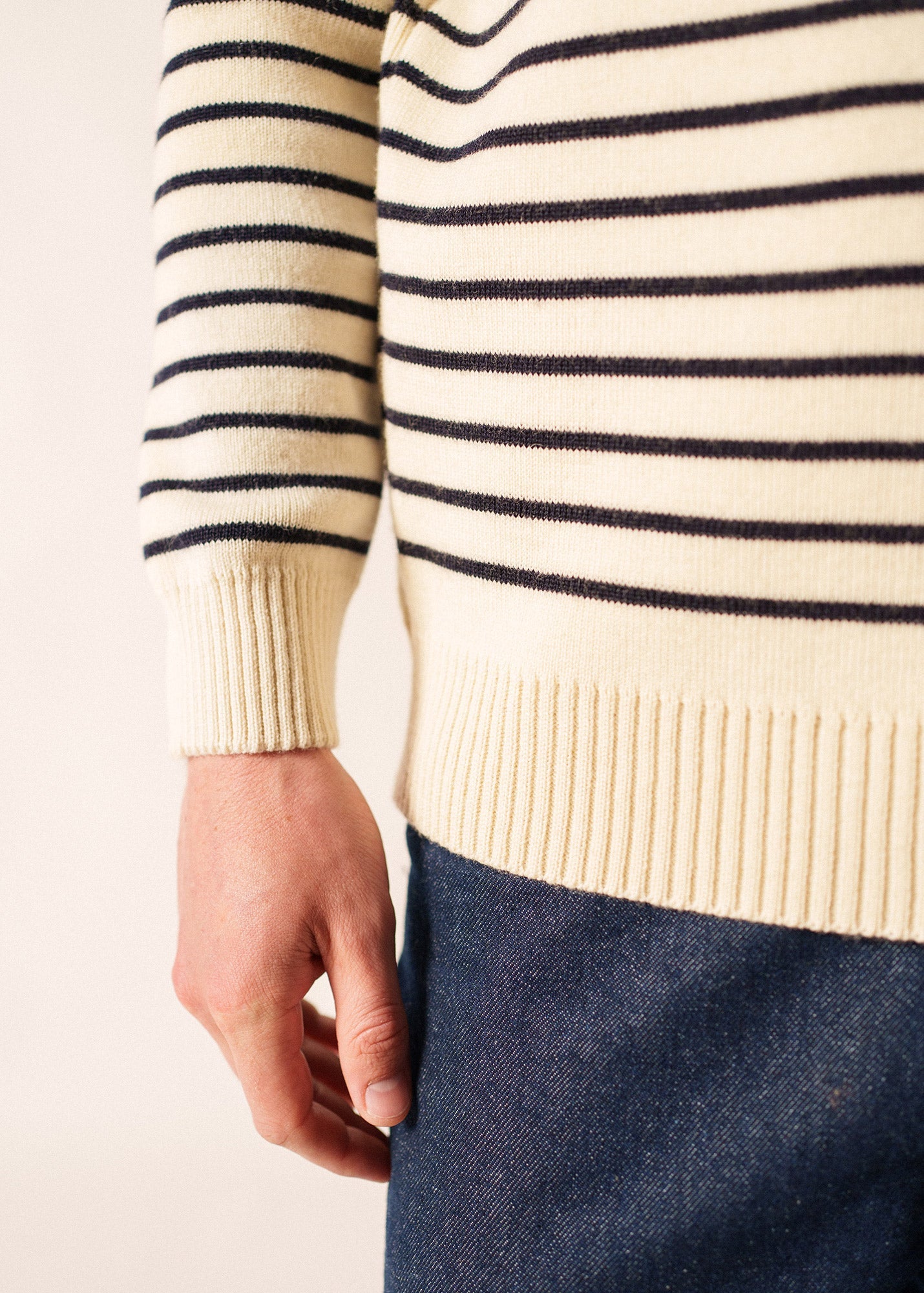 BINIC Fisherman Sweater (ECRU / NAVY)