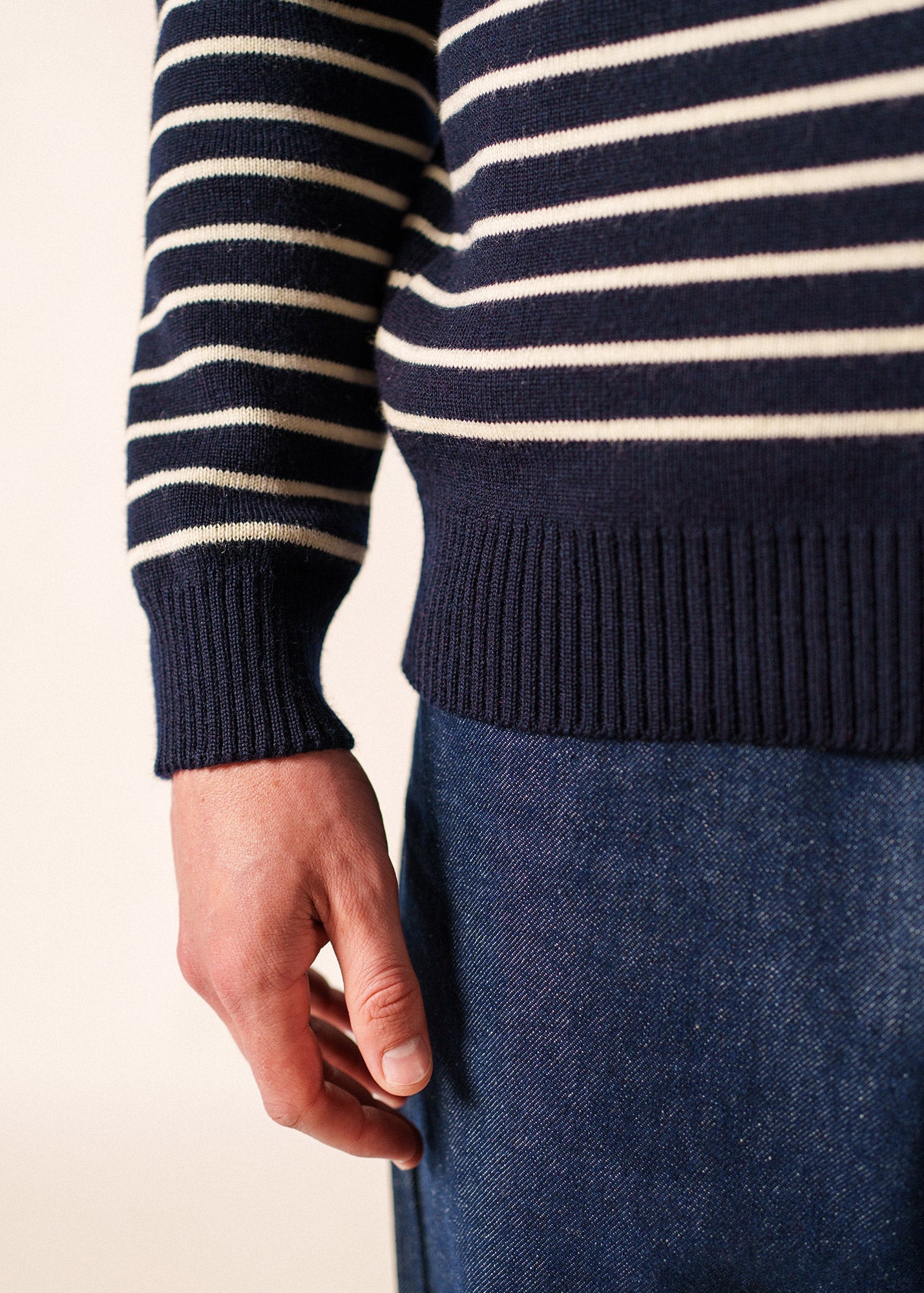 BINIC Fisherman Sweater (NAVY / ECRU)