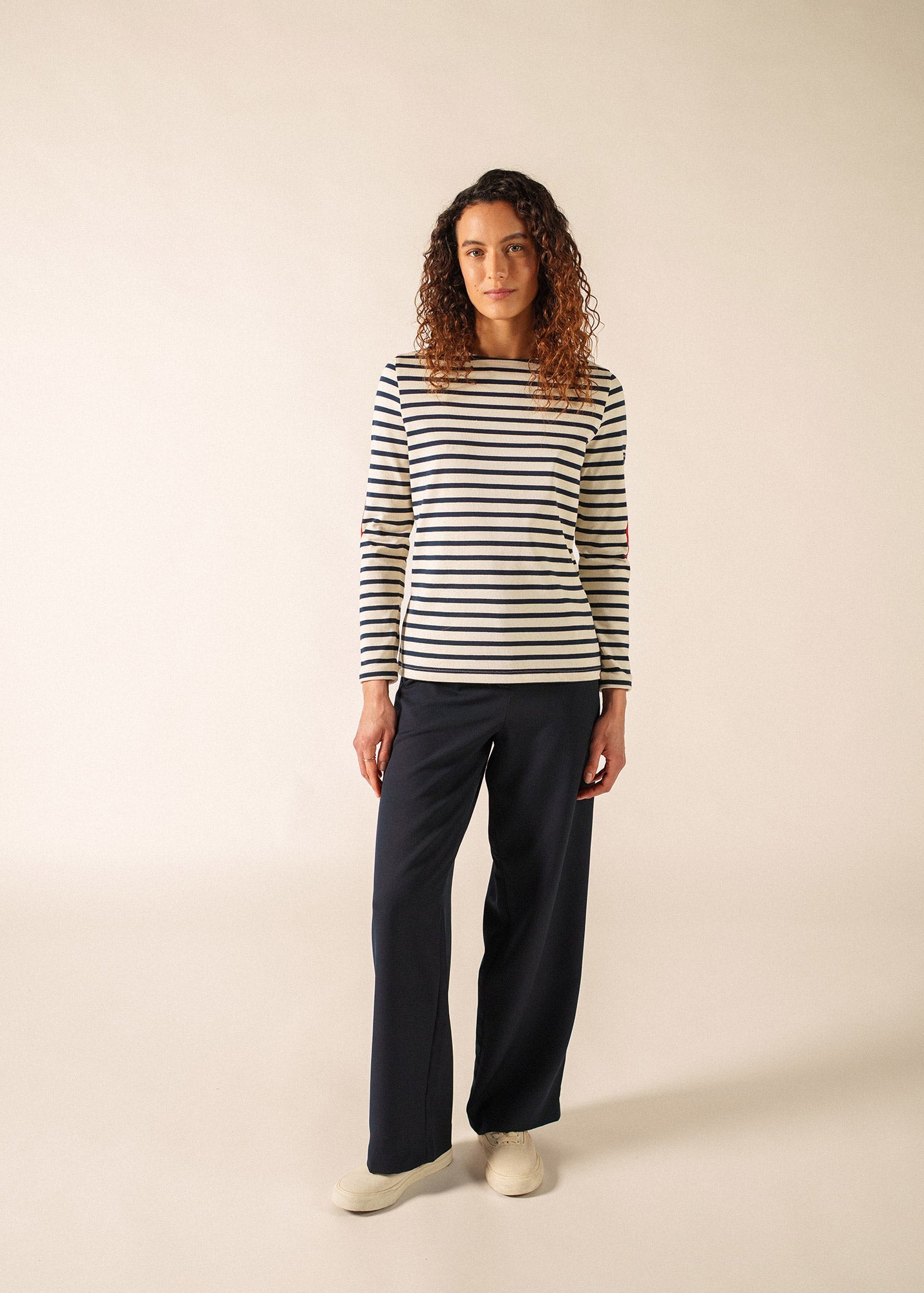 VAUJANY Heart Breton Shirt  (ECRU / NAVY)