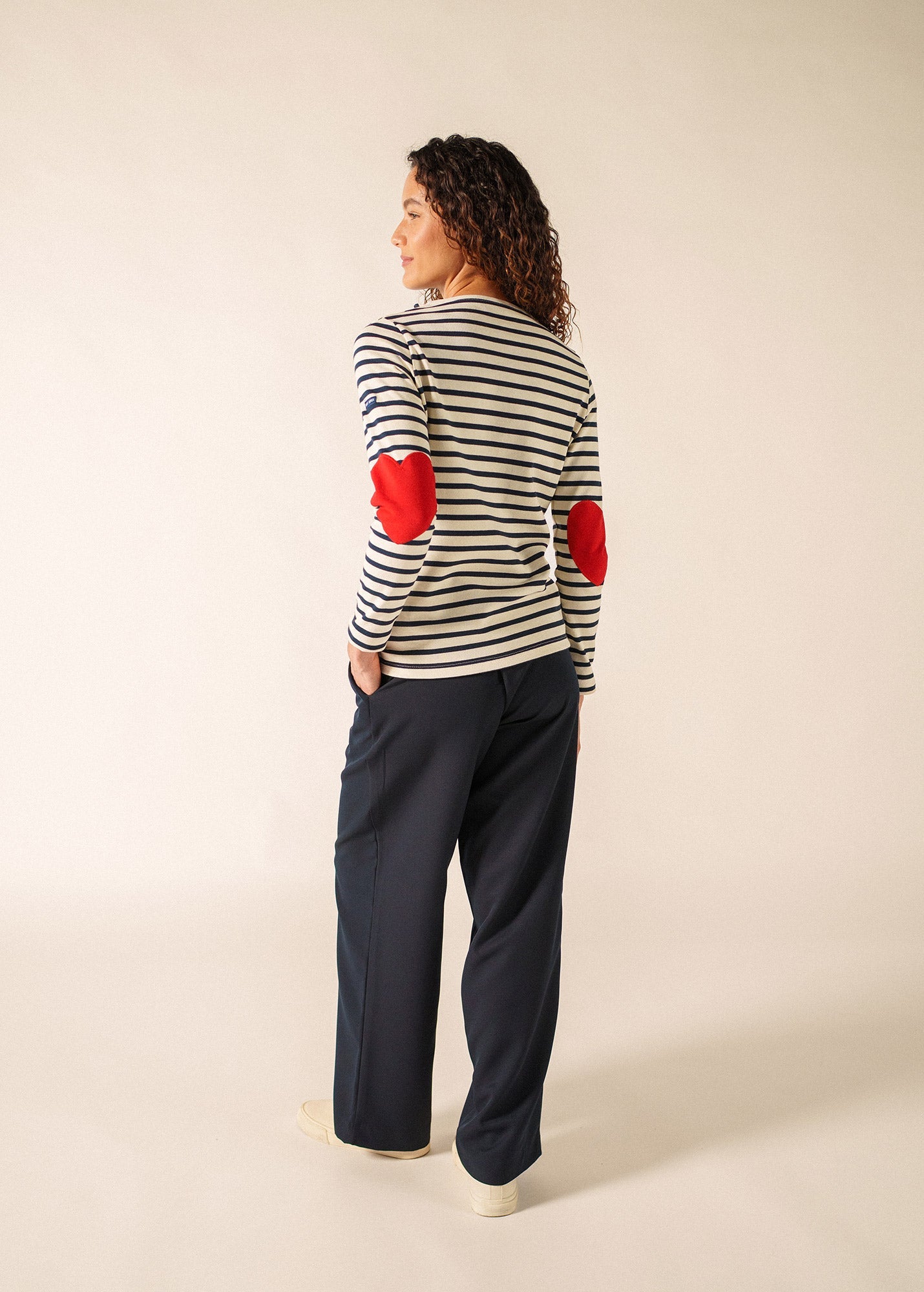VAUJANY Heart Breton Shirt  (ECRU / NAVY)
