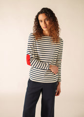VAUJANY Heart Breton Shirt  (ECRU / NAVY)