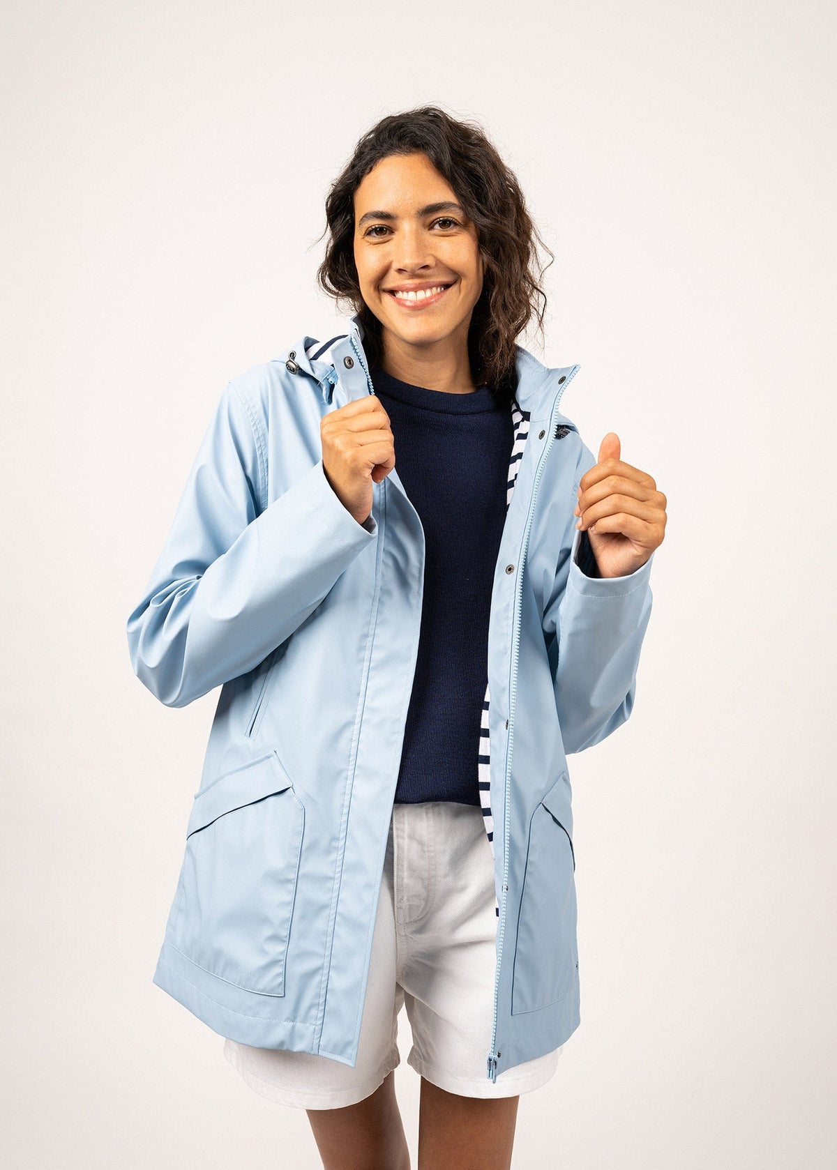 ST MORGANE Hooded Raincoat (LIGHT BLUE)