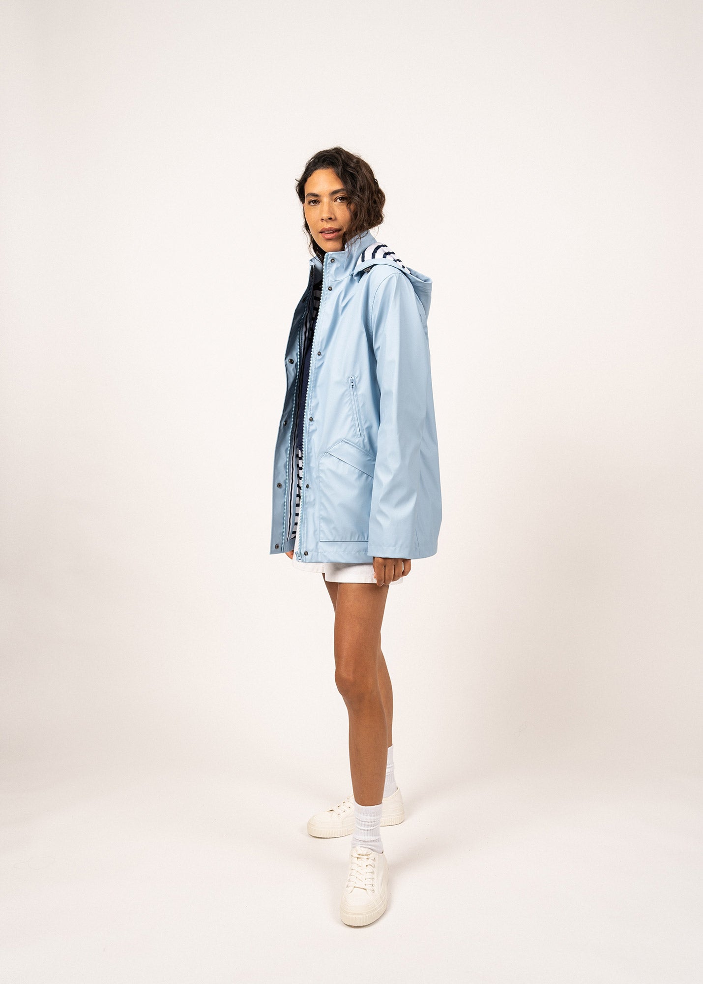 ST MORGANE Hooded Raincoat (LIGHT BLUE)