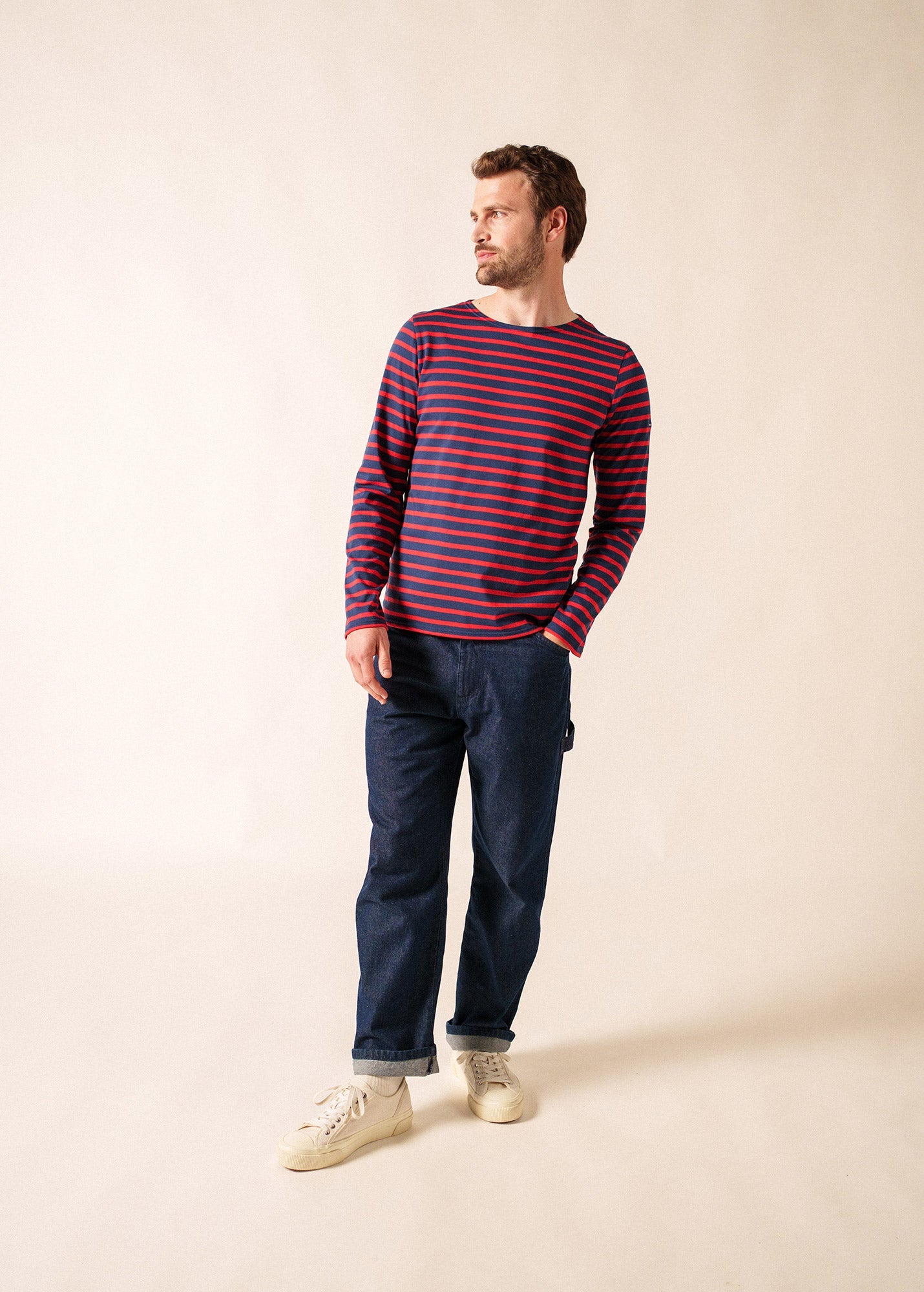 MINQUIERS MODERN Breton Shirt (NAVY / RED)