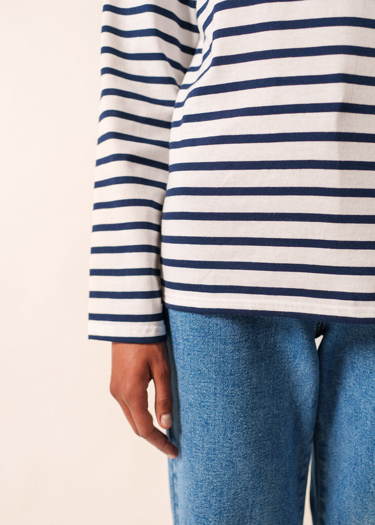 MINQUIERS MODERN Breton Shirt (WHITE / NAVY)