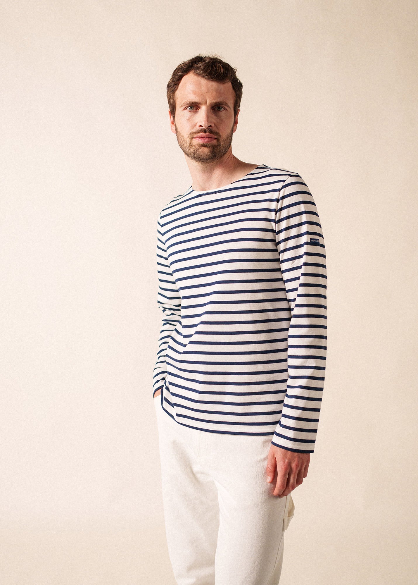 MINQUIERS MODERN Breton Shirt (WHITE / NAVY)