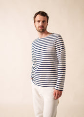 MINQUIERS MODERN Breton Shirt (WHITE / NAVY)