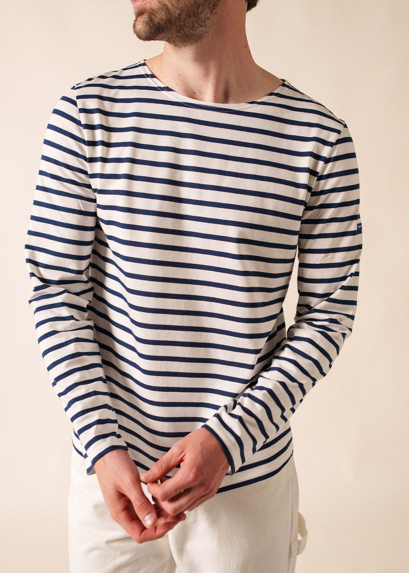 MINQUIERS MODERN Breton Shirt (WHITE / NAVY)