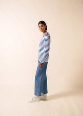 MINQUIERS MODERN Breton Shirt (WHITE / ROYAL BLUE)