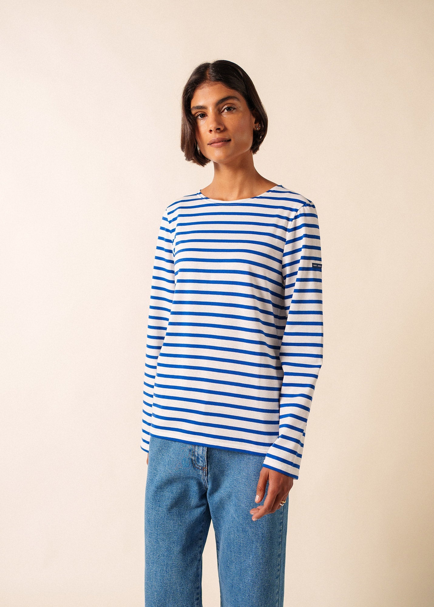 MINQUIERS MODERN Breton Shirt (WHITE / ROYAL BLUE)