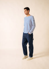 MINQUIERS MODERN Breton Shirt (WHITE / ROYAL BLUE)