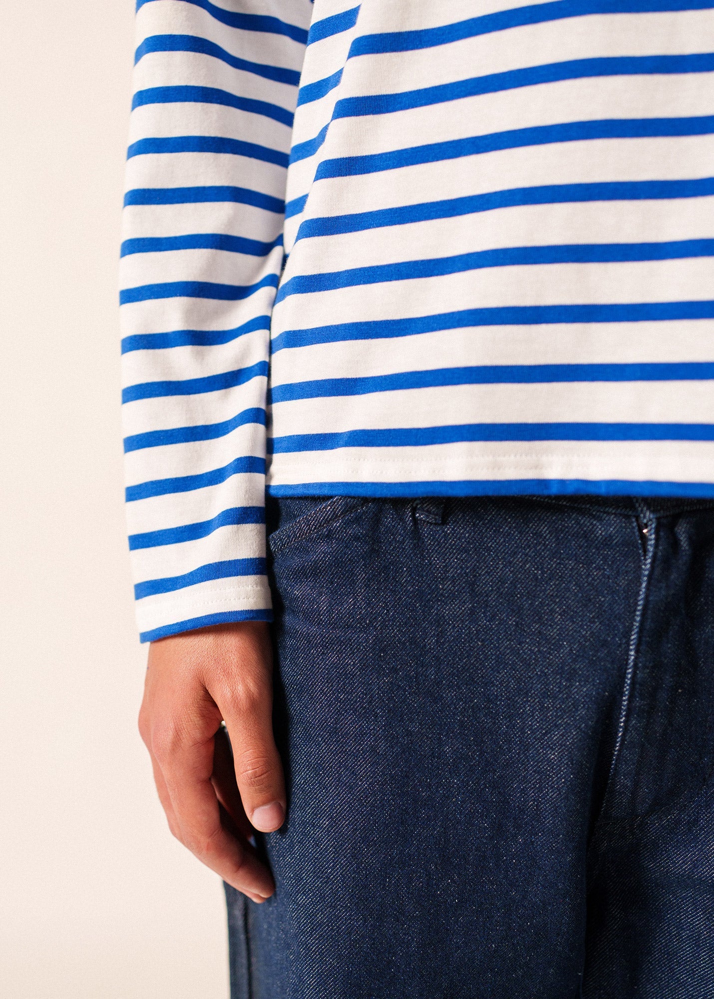 MINQUIERS MODERN Breton Shirt (WHITE / ROYAL BLUE)