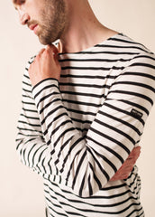 MINQUIERS MODERN Breton Shirt (WHITE / BLACK)