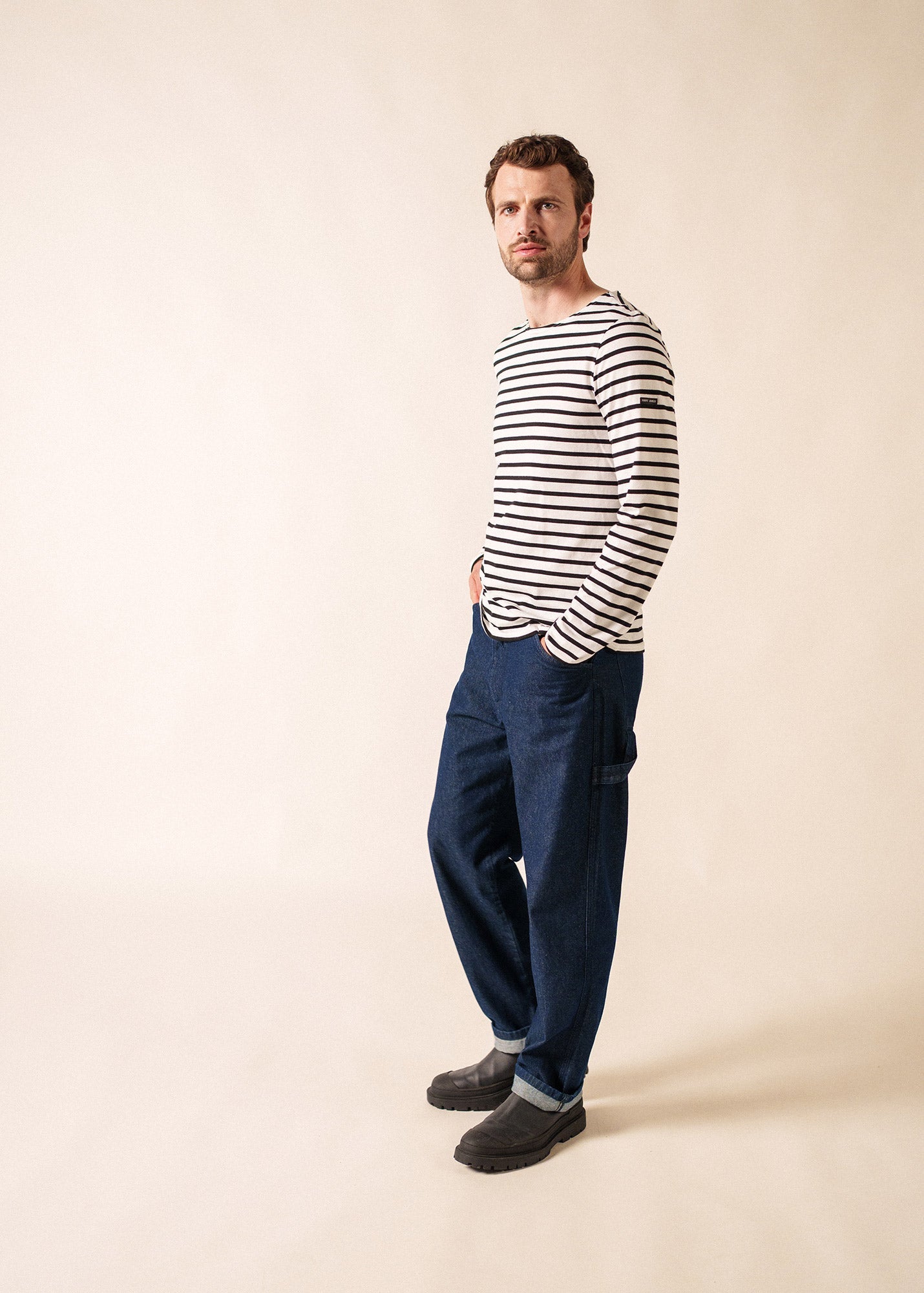 MINQUIERS MODERN Breton Shirt (WHITE / BLACK)