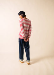 MINQUIERS MODERN Breton Shirt (WHITE / RED)