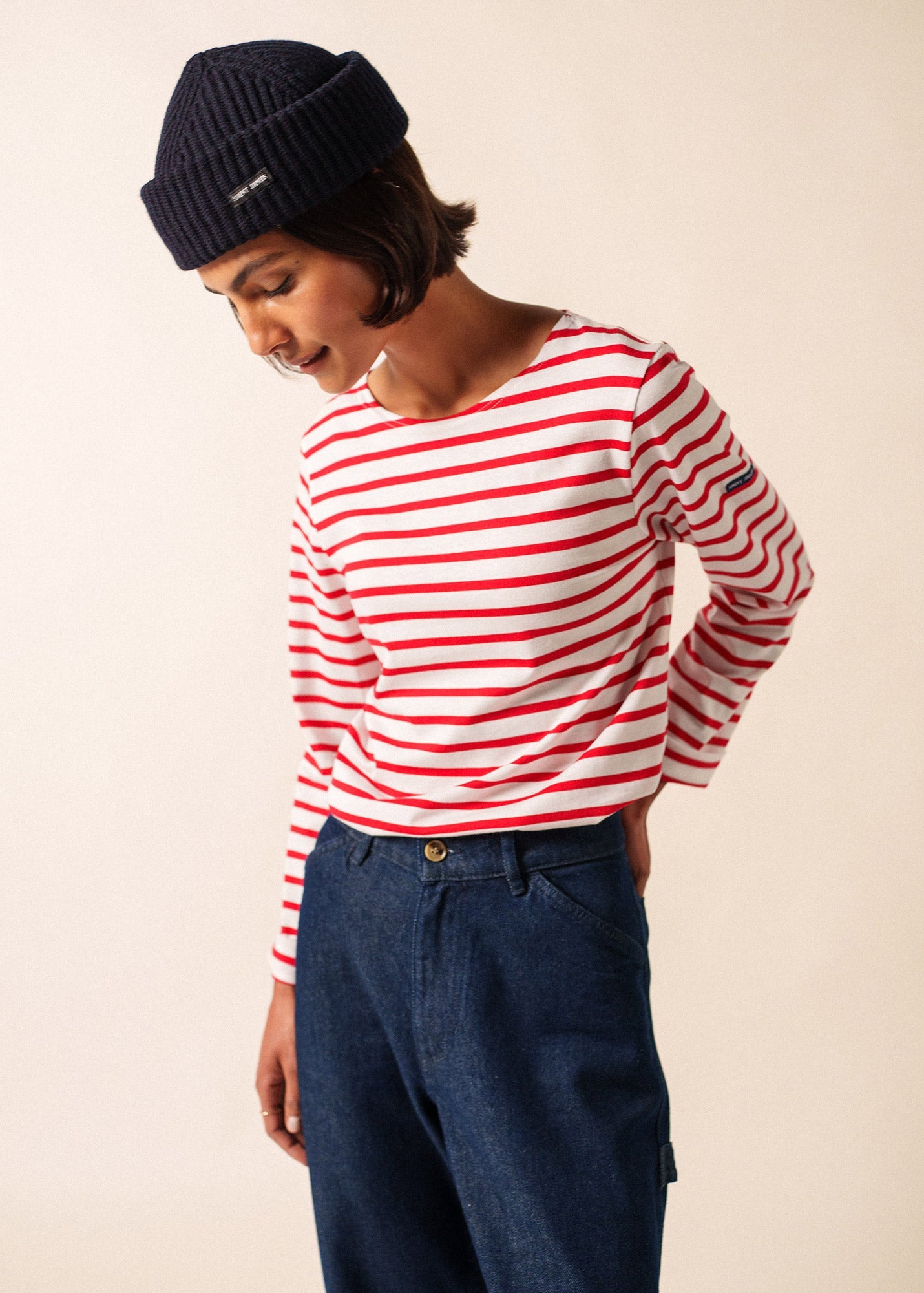 MINQUIERS MODERN Breton Shirt (WHITE / RED)