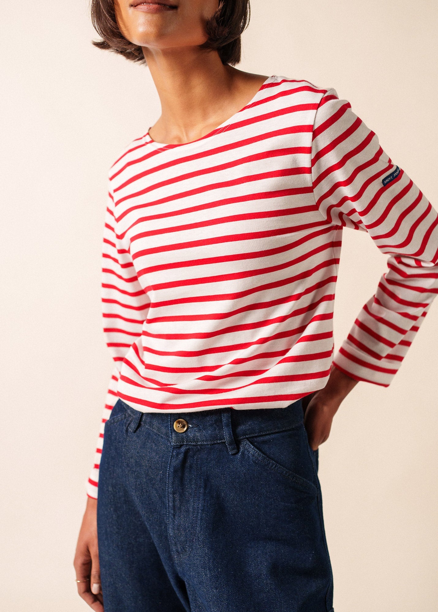 MINQUIERS MODERN Breton Shirt (WHITE / RED)