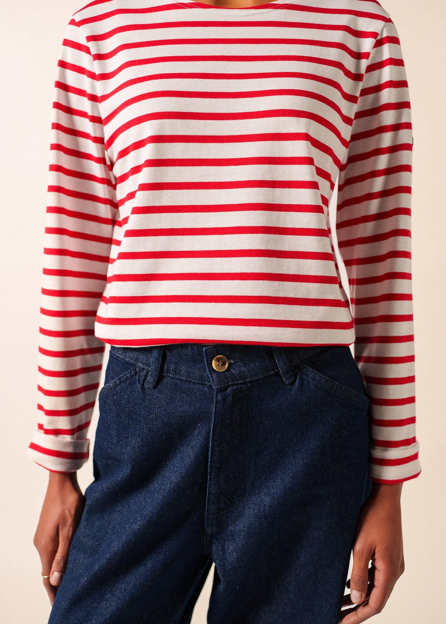 MINQUIERS MODERN Breton Shirt (WHITE / RED)