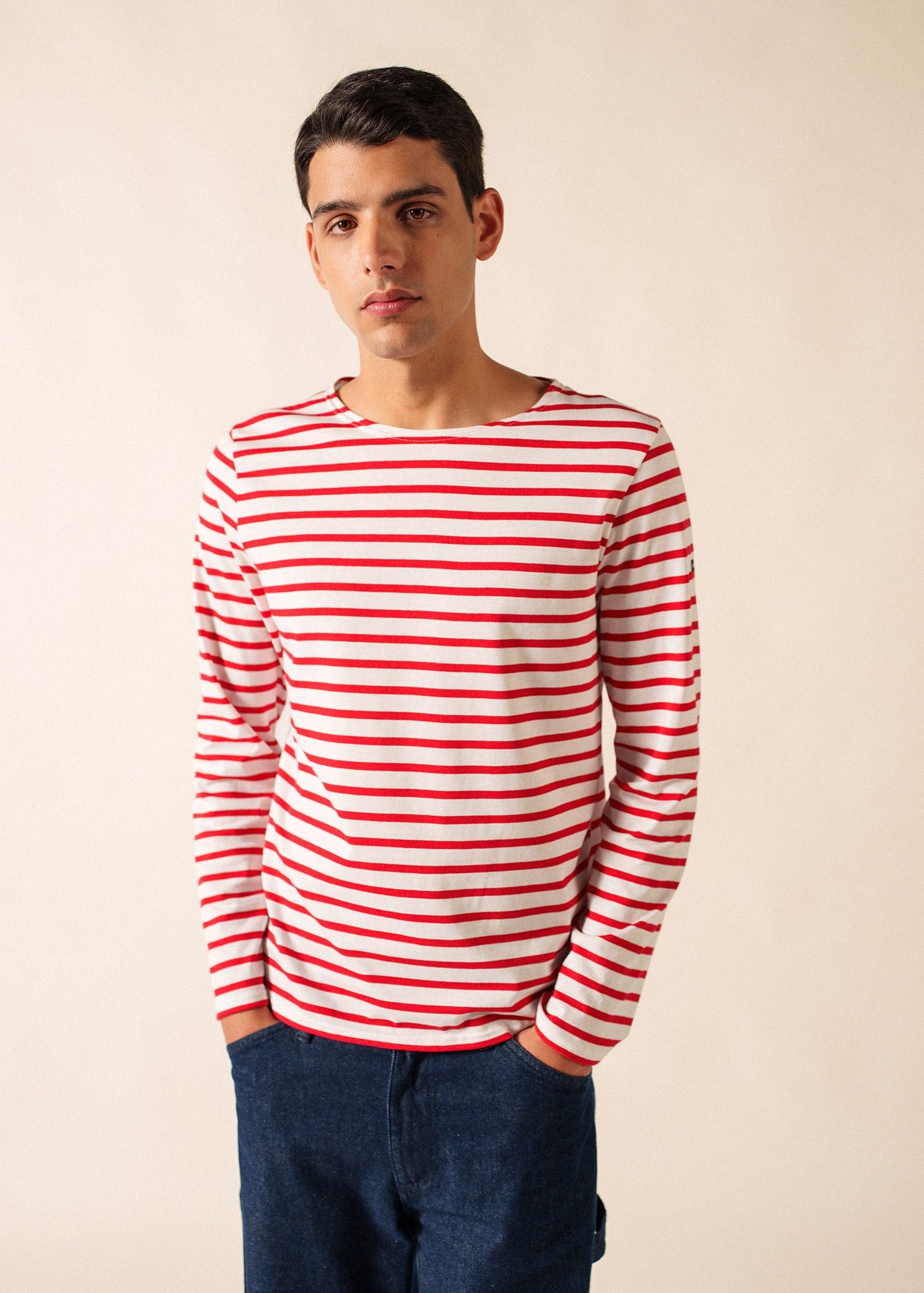 MINQUIERS MODERN Breton Shirt (WHITE / RED)