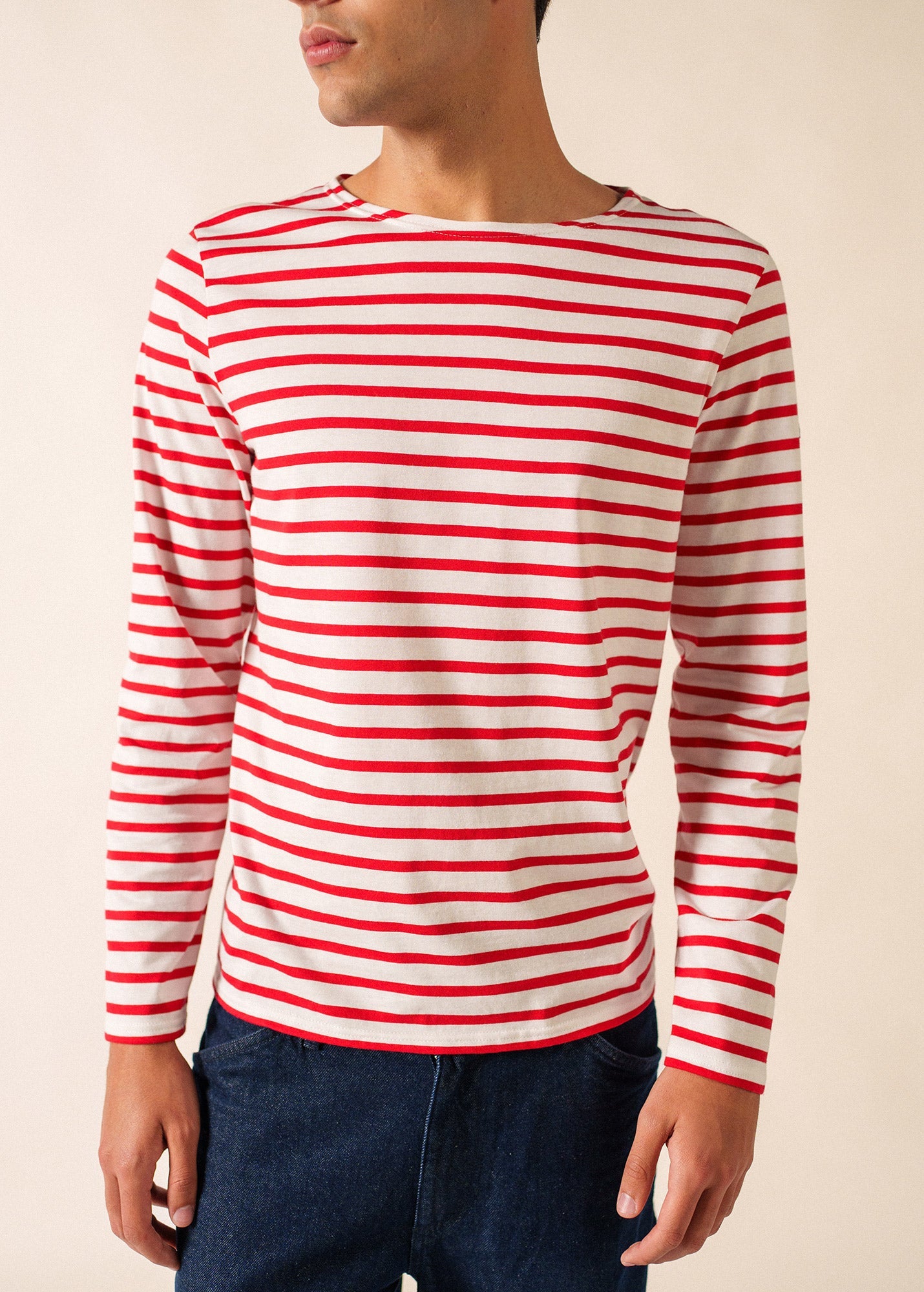 MINQUIERS MODERN Breton Shirt (WHITE / RED)