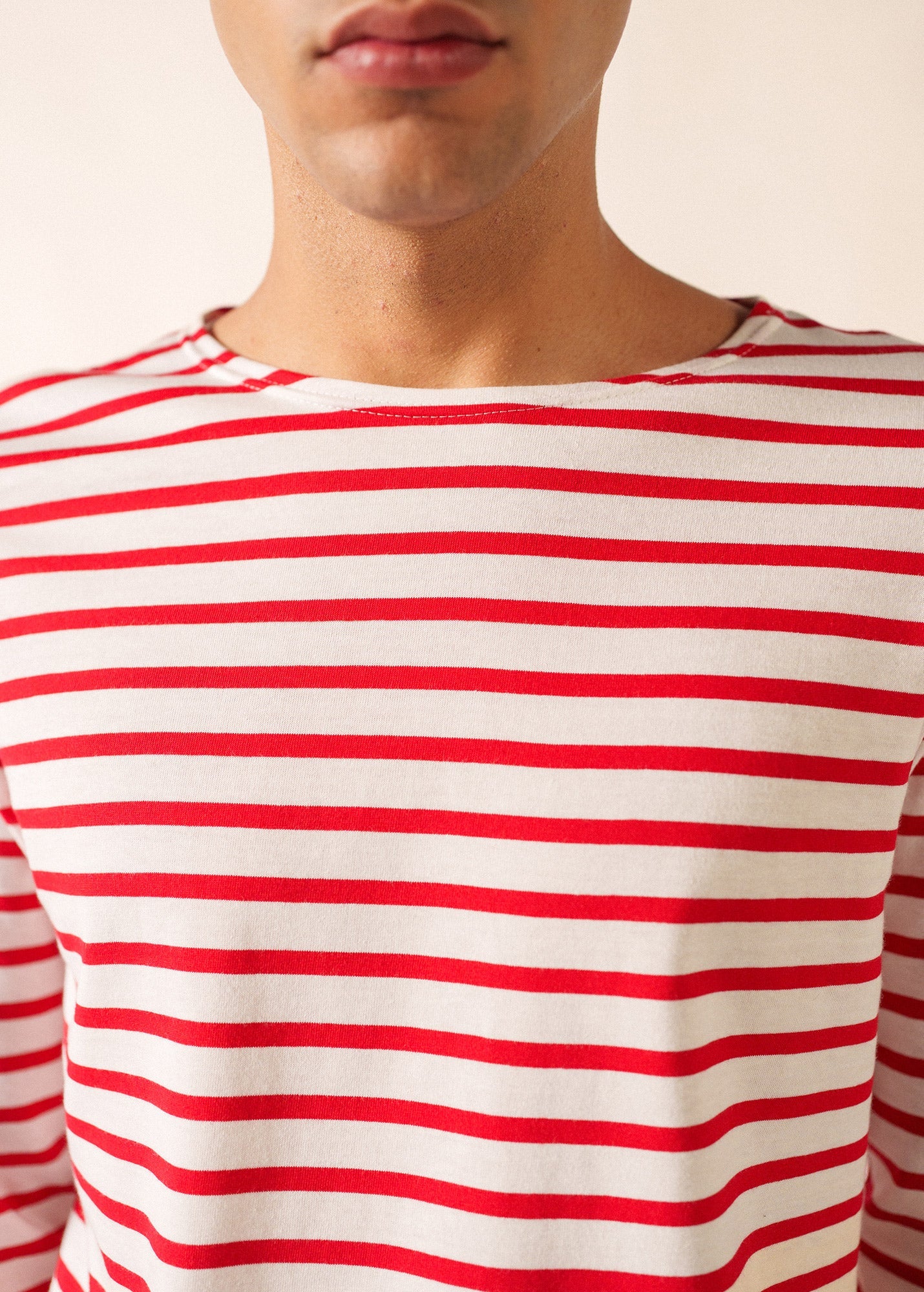 MINQUIERS MODERN Breton Shirt (WHITE / RED)