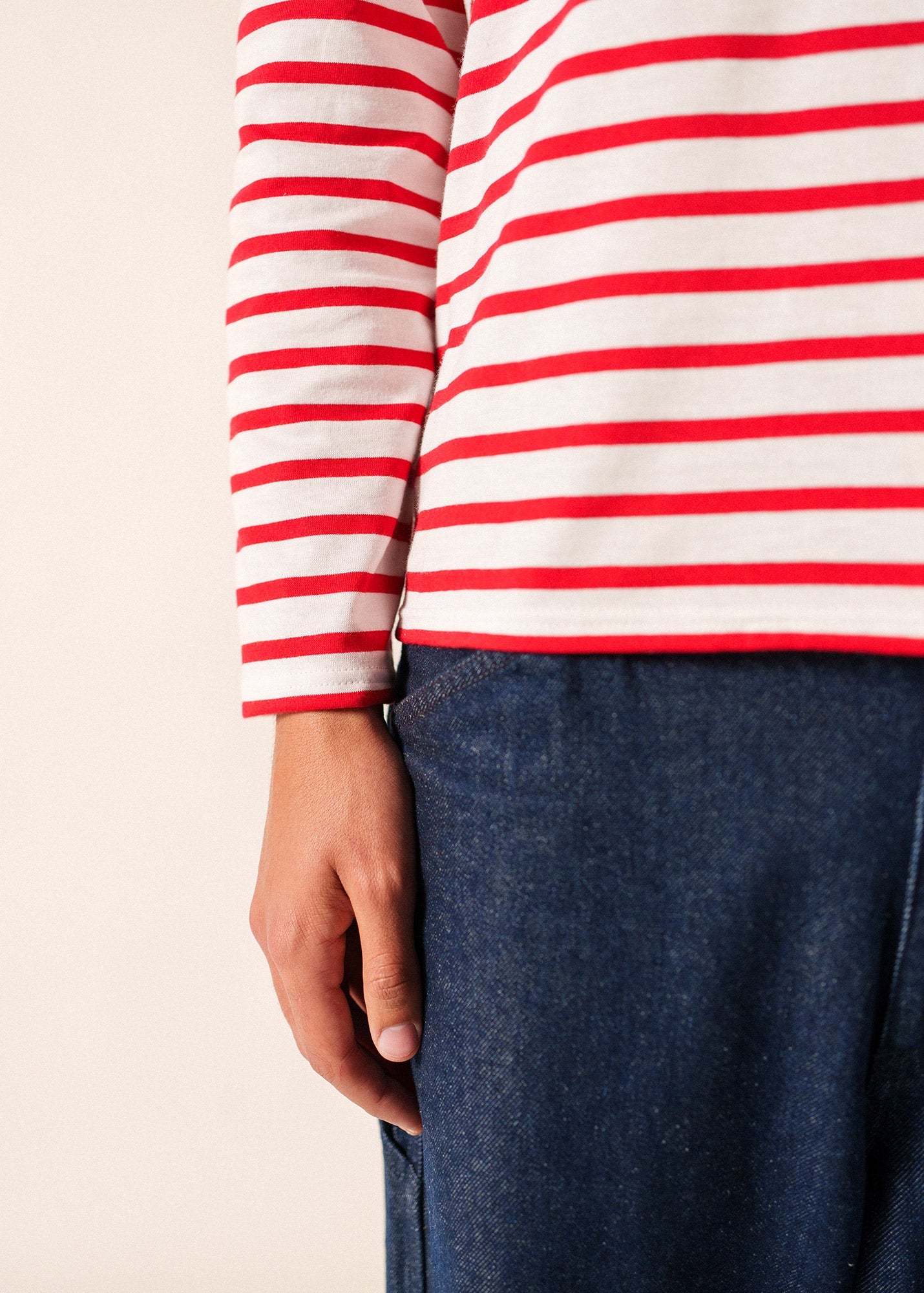 MINQUIERS MODERN Breton Shirt (WHITE / RED)