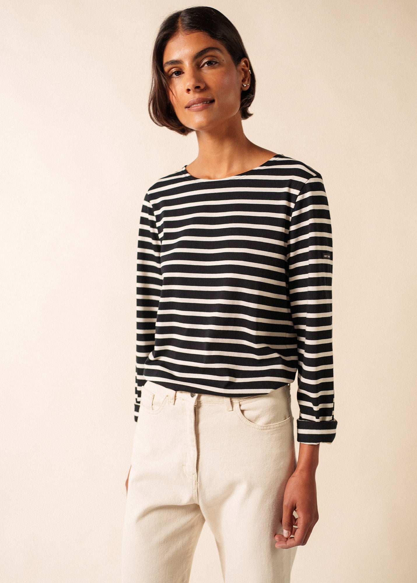 MINQUIERS MODERN Breton Shirt (BLACK / ECRU)
