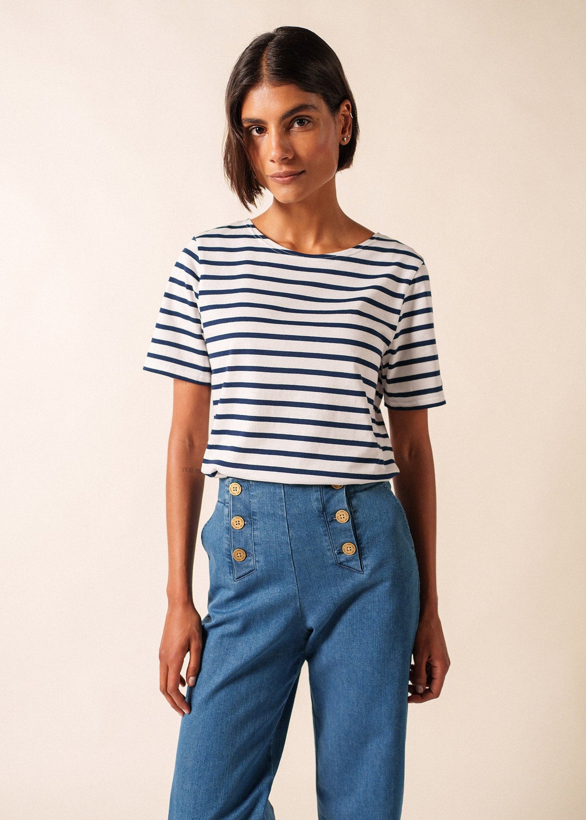LEVANT MODERN Breton Shirt (WHITE / NAVY)