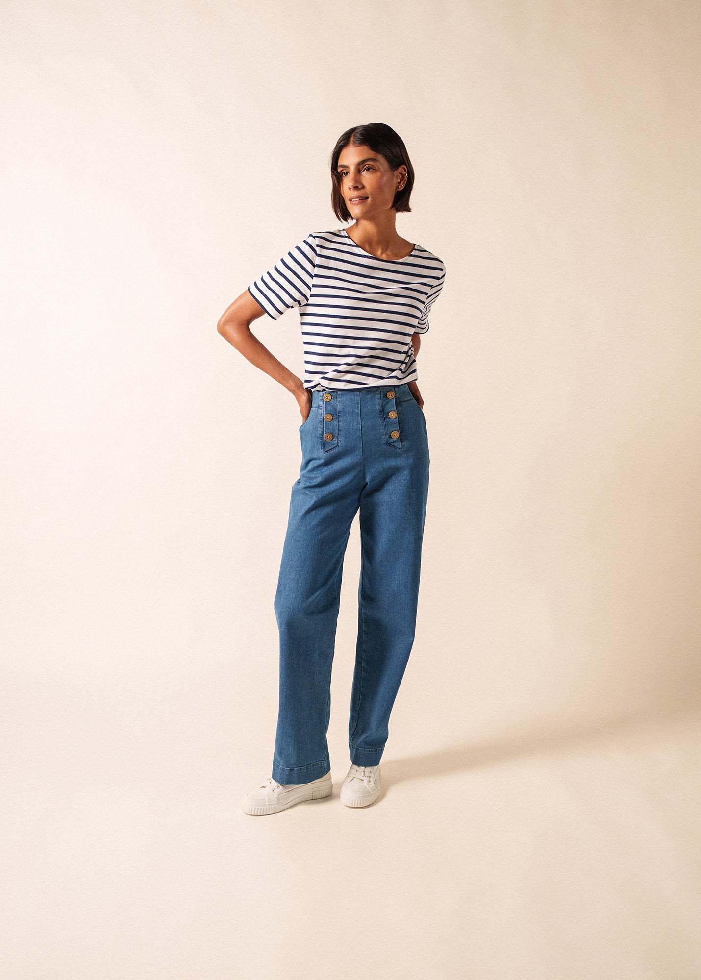 LEVANT MODERN Breton Shirt (WHITE / NAVY)