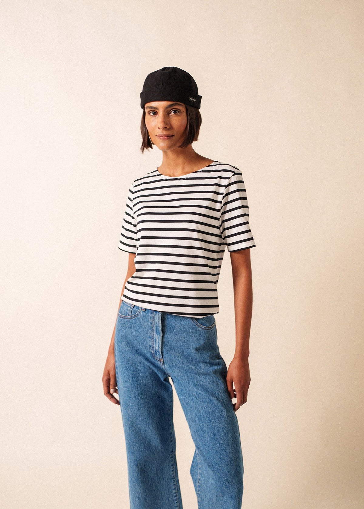 LEVANT MODERN Breton Shirt (WHITE / BLACK)