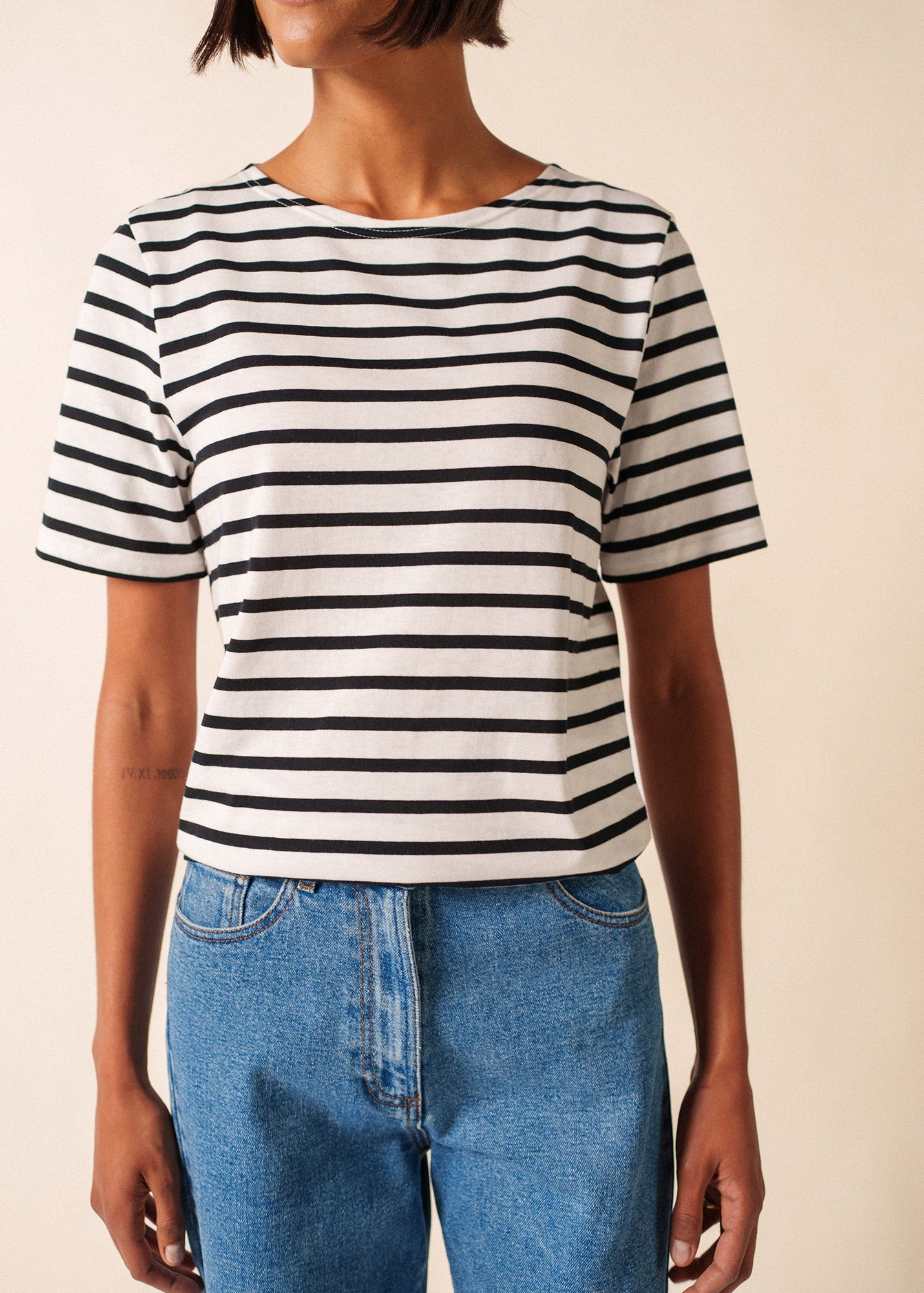 LEVANT MODERN Breton Shirt (WHITE / BLACK)