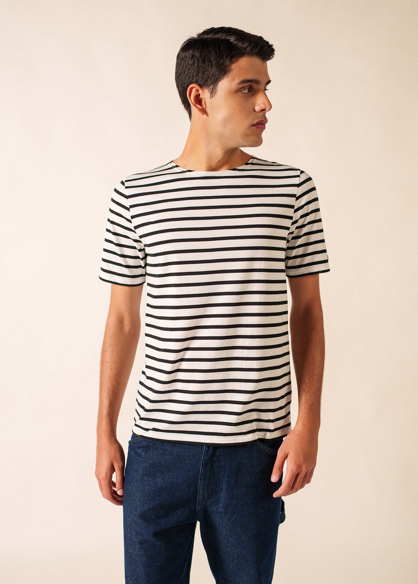 LEVANT MODERN Breton Shirt (WHITE / BLACK)