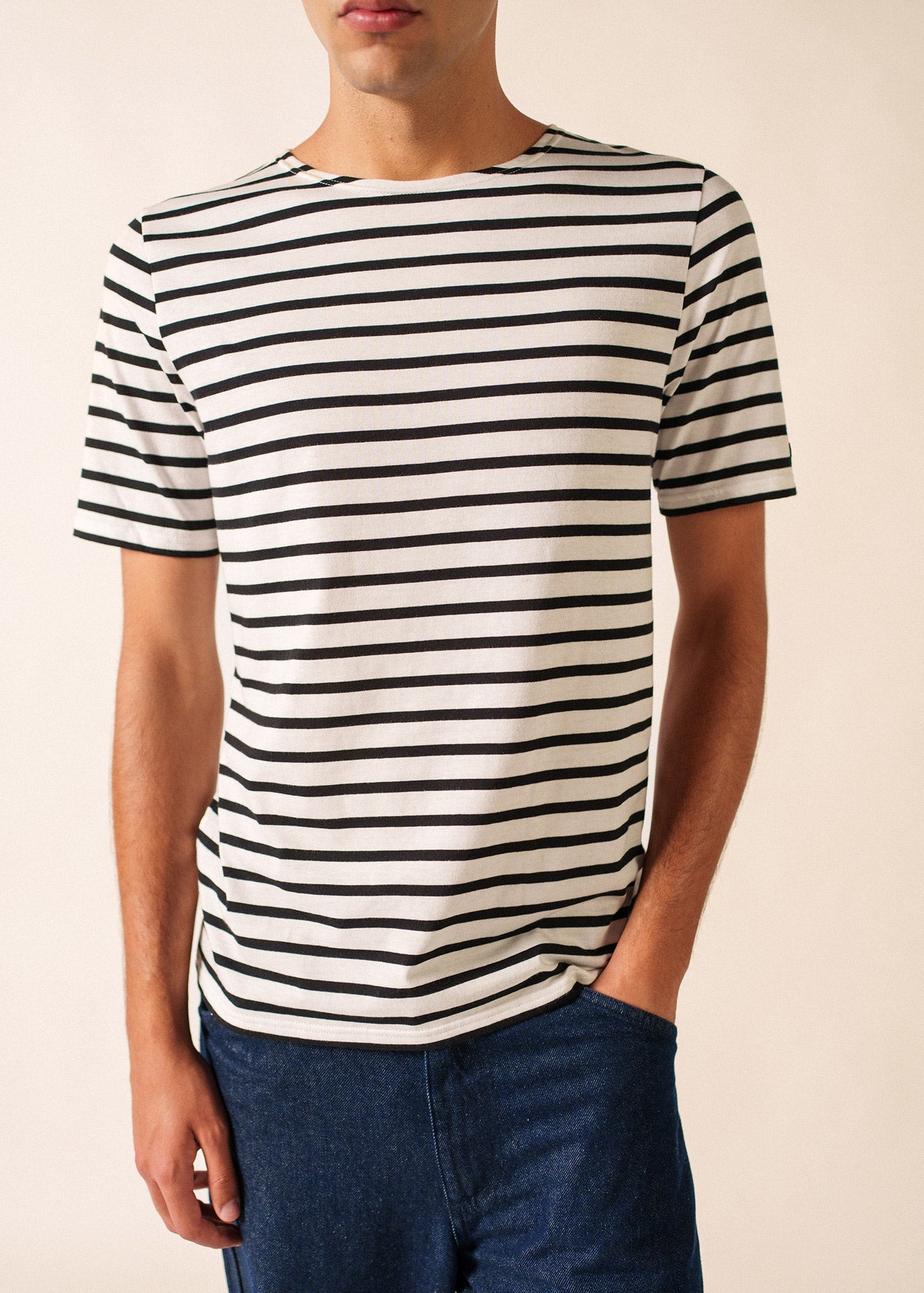 LEVANT MODERN Breton Shirt (WHITE / BLACK)