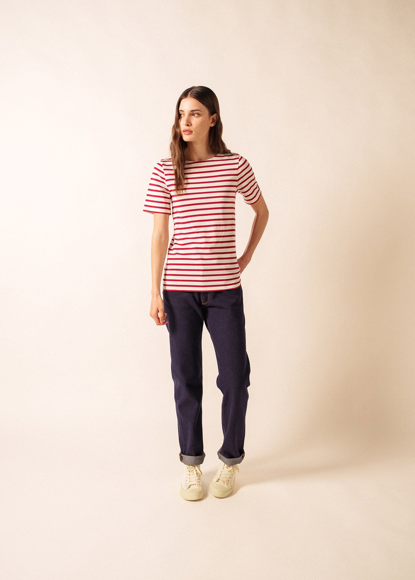 LEVANT MODERN Breton Shirt (ECRU / MAROON)