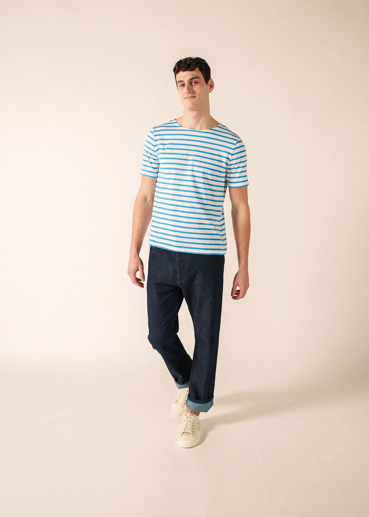 LEVANT MODERN Breton Shirt (WHITE / CAPRI BLUE)