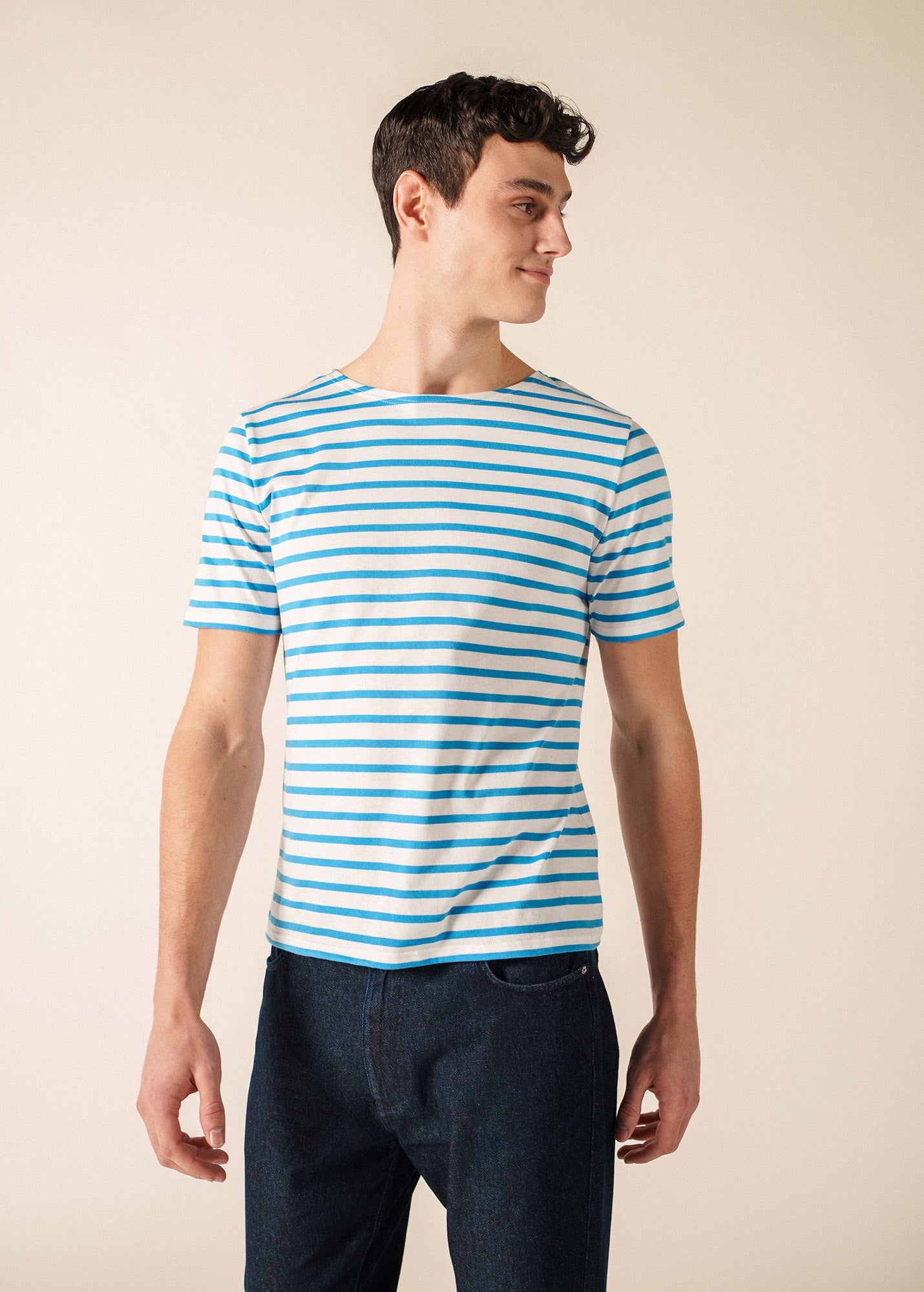 LEVANT MODERN Breton Shirt (WHITE / CAPRI BLUE)