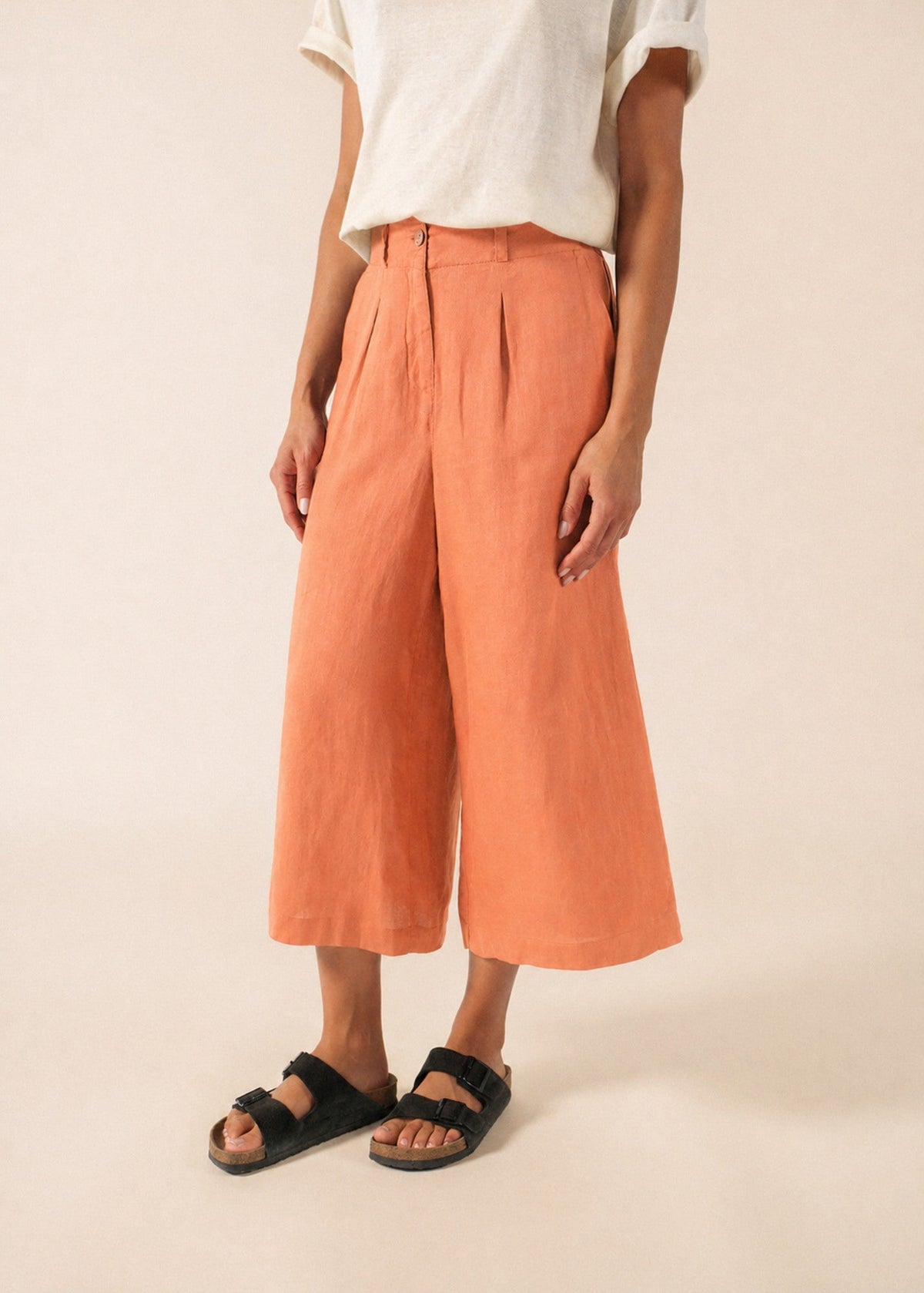 CHLOE Linen Wide-Leg Pants (CLAY)