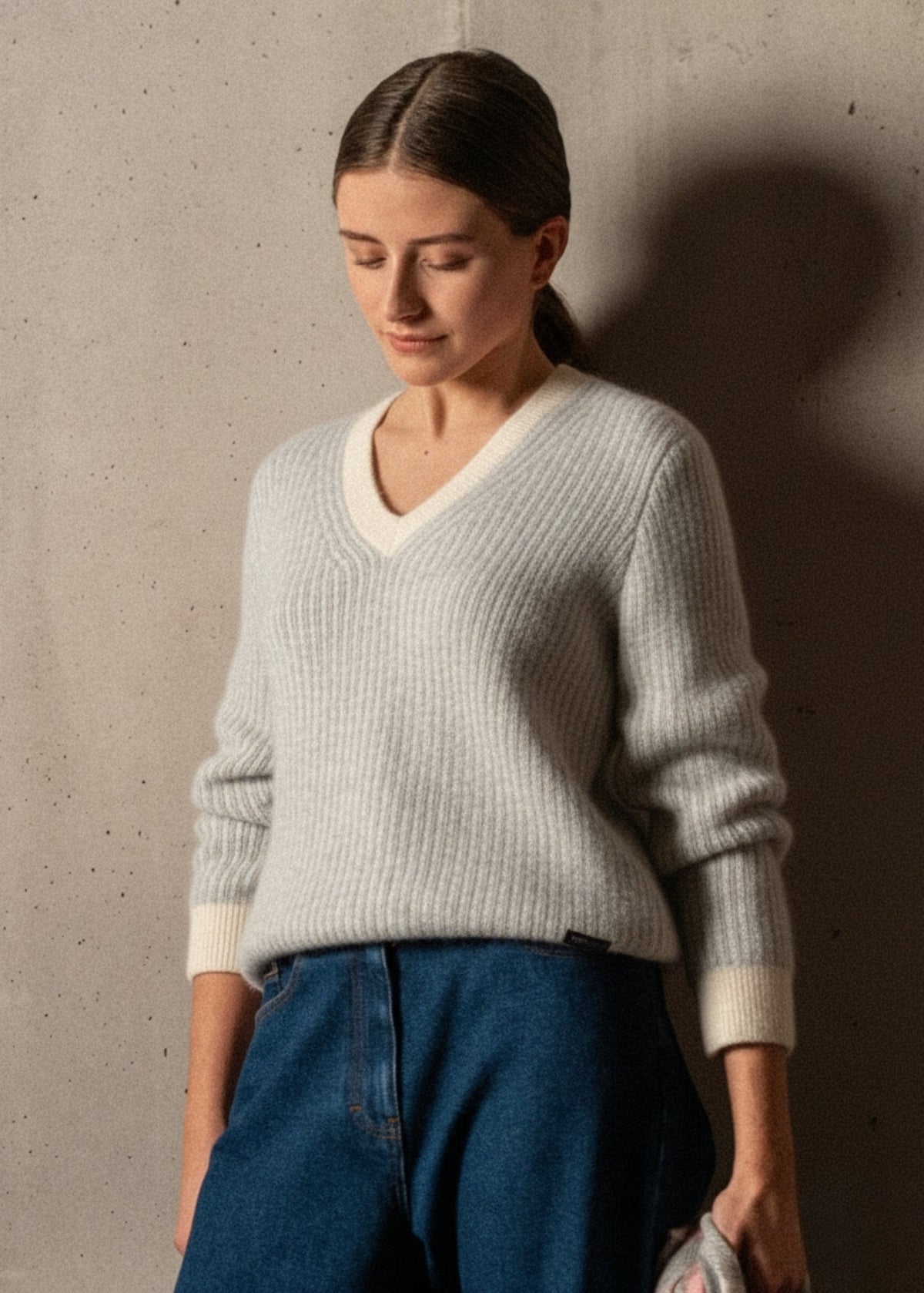 COURCHEVEL Striped Sweater (WINTER WHITE /GRAY)